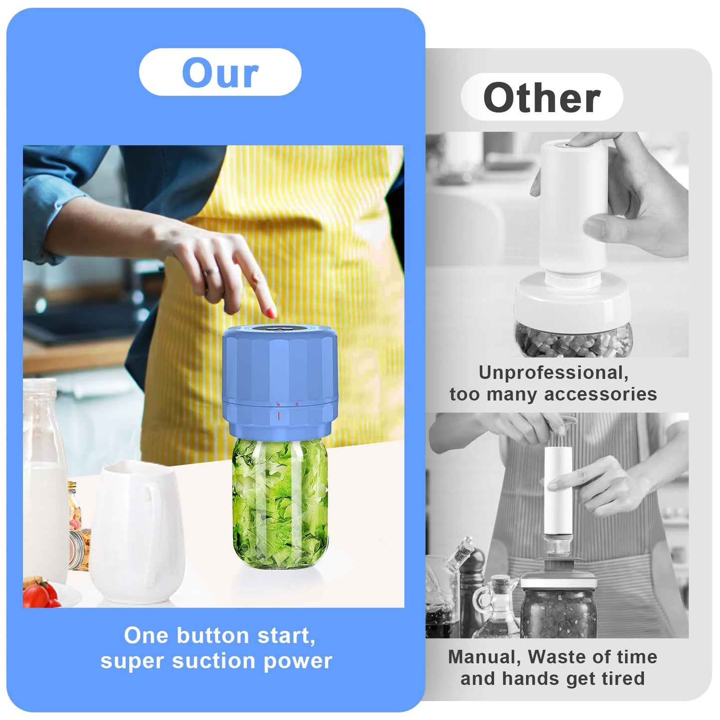 M11 Electric Mason Jar Vacuum Sealer Kit - with Wide and Regular Mouth Mason Lids, Jar Vacuum Sealer for Canning Jars, Vacuum Sealing Machine for Food Storage Black