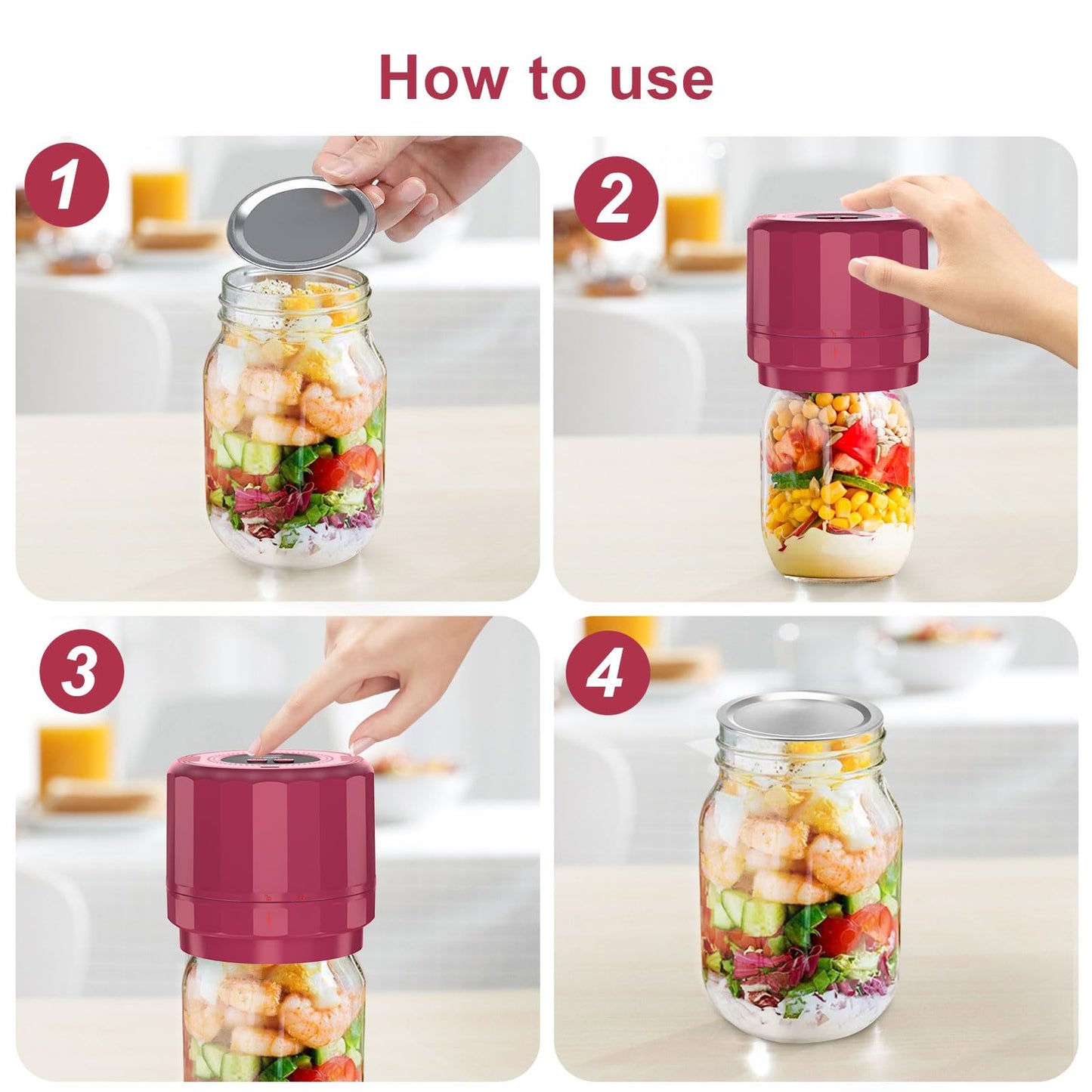 M11 Electric Mason Jar Vacuum Sealer Kit - with Wide and Regular Mouth Mason Lids, Jar Vacuum Sealer for Canning Jars, Vacuum Sealing Machine for Food Storage Black