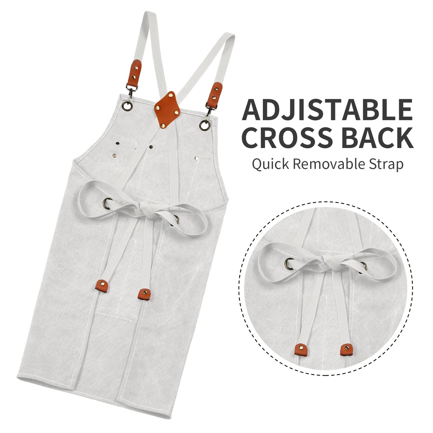 Chef Apron, Cotton Canvas Gardening Apron with Large Pockets for Men and Women,Kitchen Cooking Baking Bib Heavy Duty Adjustable Garden Apron