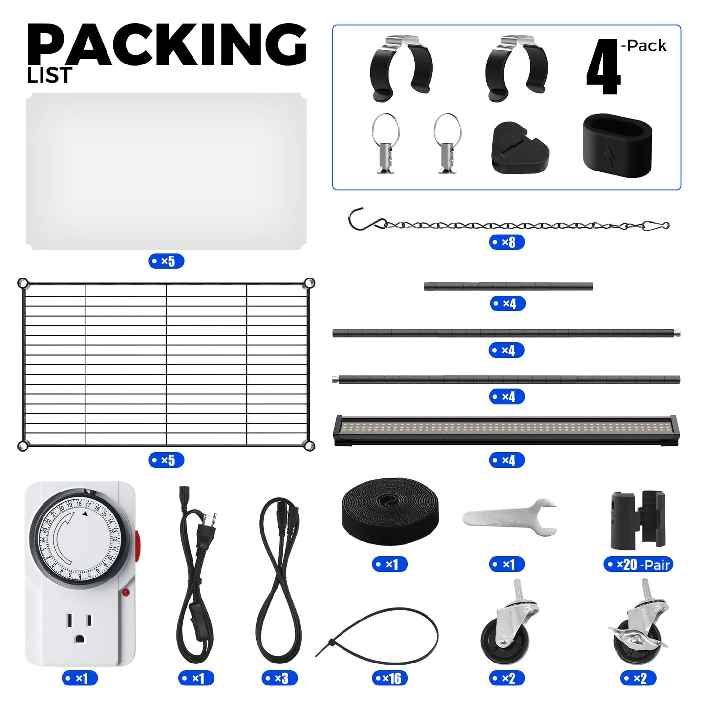 Barrina CX6 Plant Stand with Grow Lights, 3FT T8 30W(Per Light) Full Spectrum Yellow LED Plant Lights, Indoor Plant Shelf for Multiple Plants with On/Off Timer Socket, 6-Tier 35.4"x13.8"x70.9"