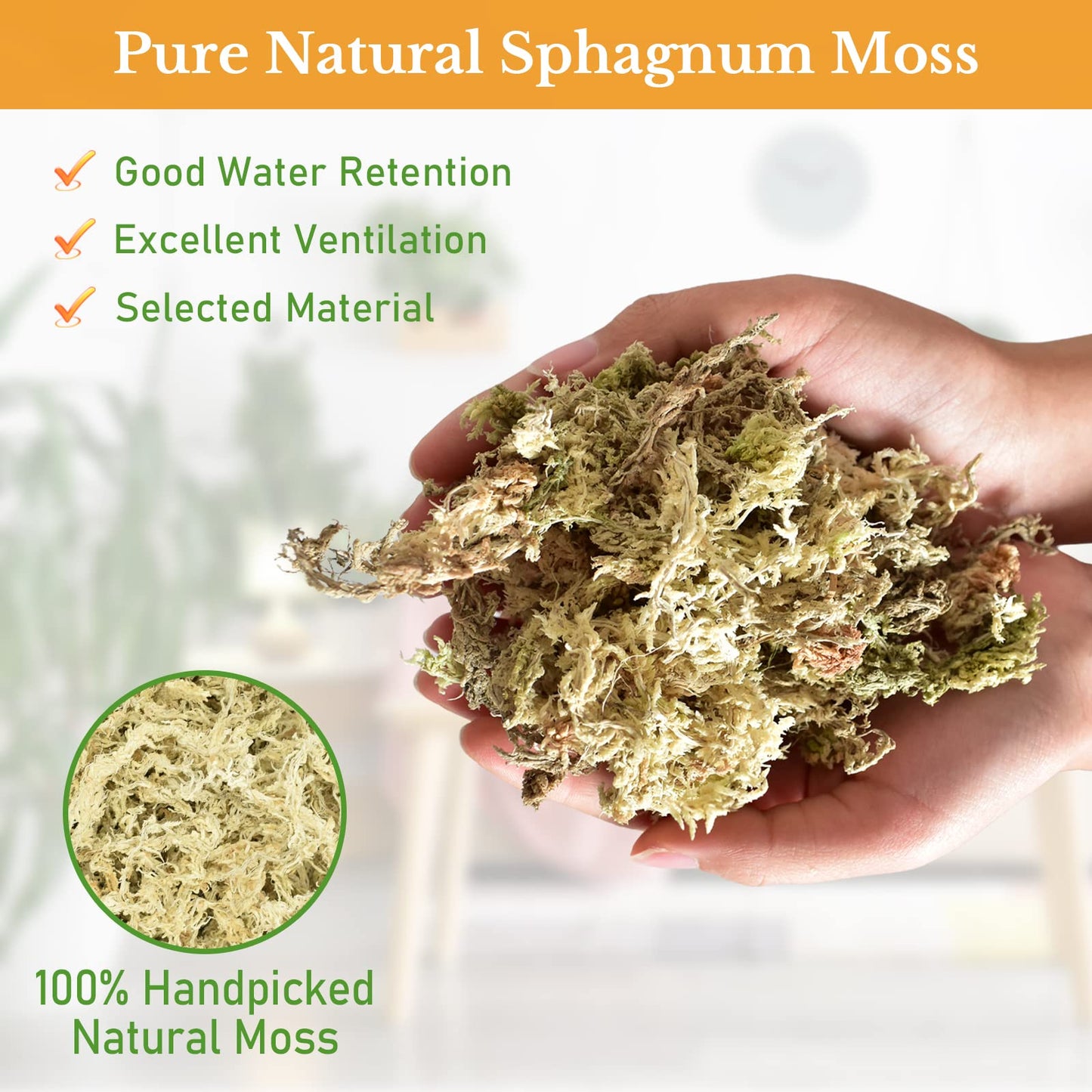 Riare 2.2 LB Premium Sphagnum Moss for Plants- 40QT Natural Long Fibered Sphagnum Peat Moss Plants Moss Dried, Carnivorous Plants Moss Orchid Potting Mix for Orchids, Carnivorous Plants, Succulent