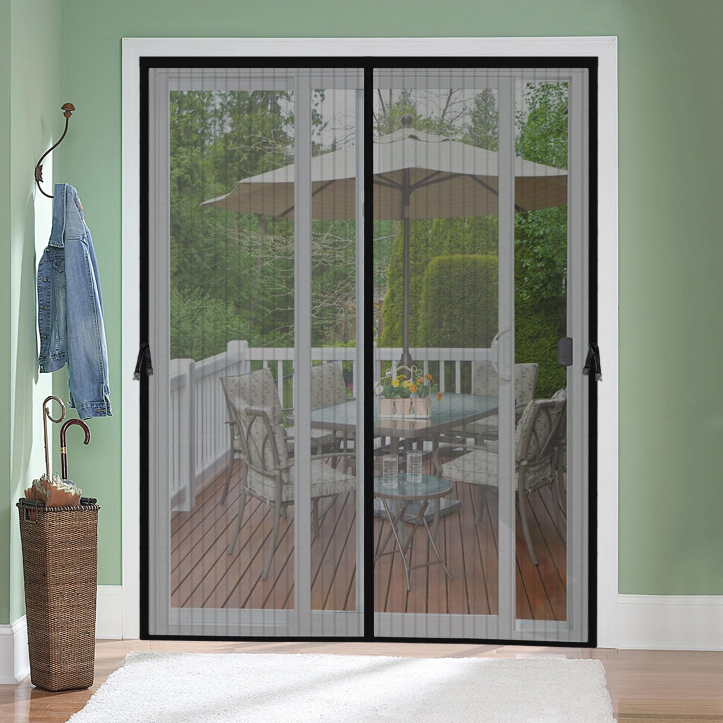 Magnetic Screen Door -Fit for Door Size:32x80 Inch, Hands Free Mesh Partition, Heavy Duty Screen Door Mesh Curtain Keeps Bugs Out, Frame Hook & Loop, Pet and Kid Friendly, Itself Size 34x82