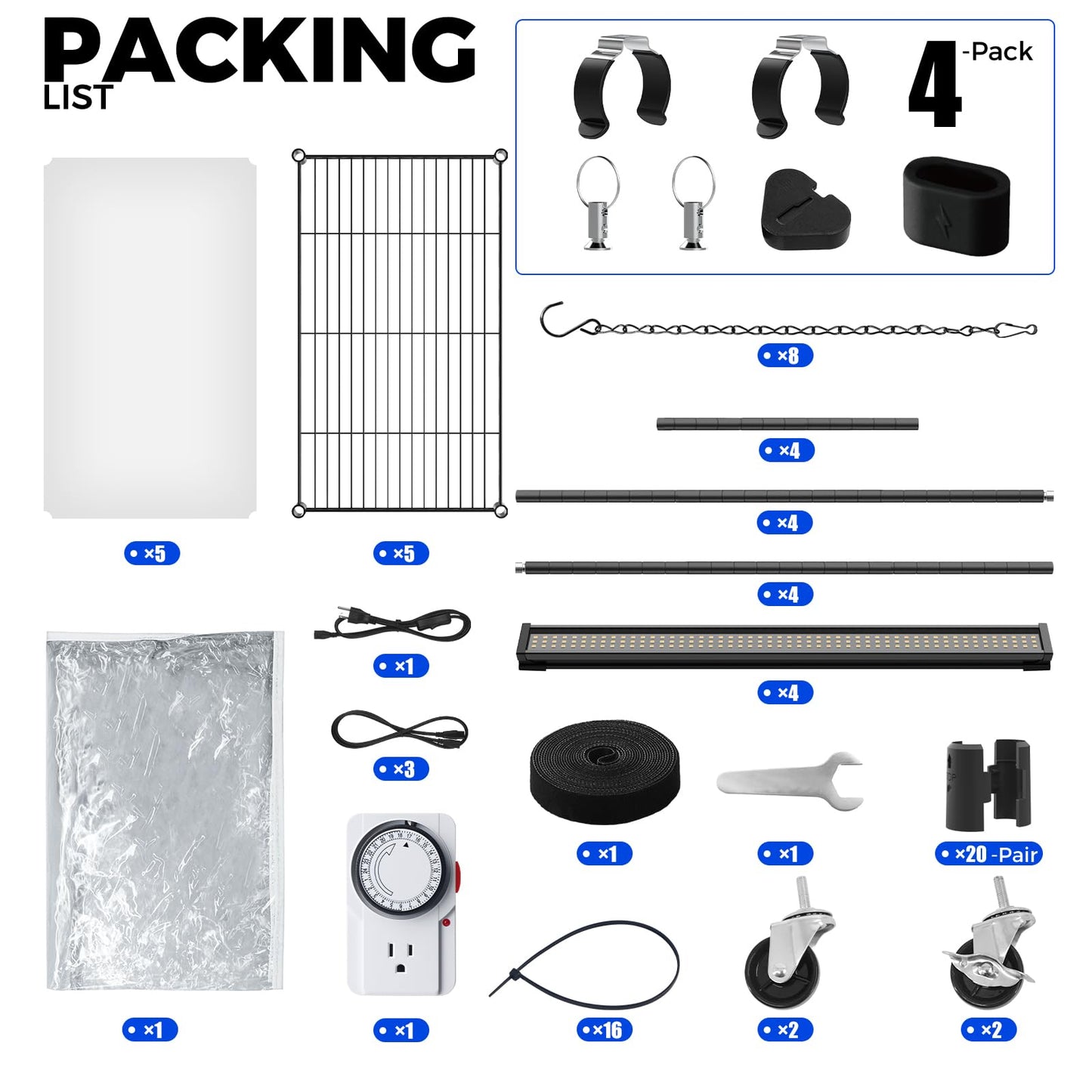 Barrina CX6 Plant Stand with Grow Lights, 3FT T8 30W(Per Light) Full Spectrum Yellow LED Plant Lights, Indoor Plant Shelf for Multiple Plants with On/Off Timer Socket, 6-Tier 35.4"x13.8"x70.9"