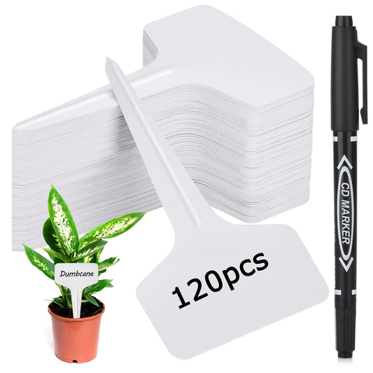 Plant Labels 120PCS, Darfukei Outdoor Waterproof Garden Markers, Plastic Nursery Seed Plant Tags with Bonus a Permanent Marking Pen, Gardening Gifts for Women Men…