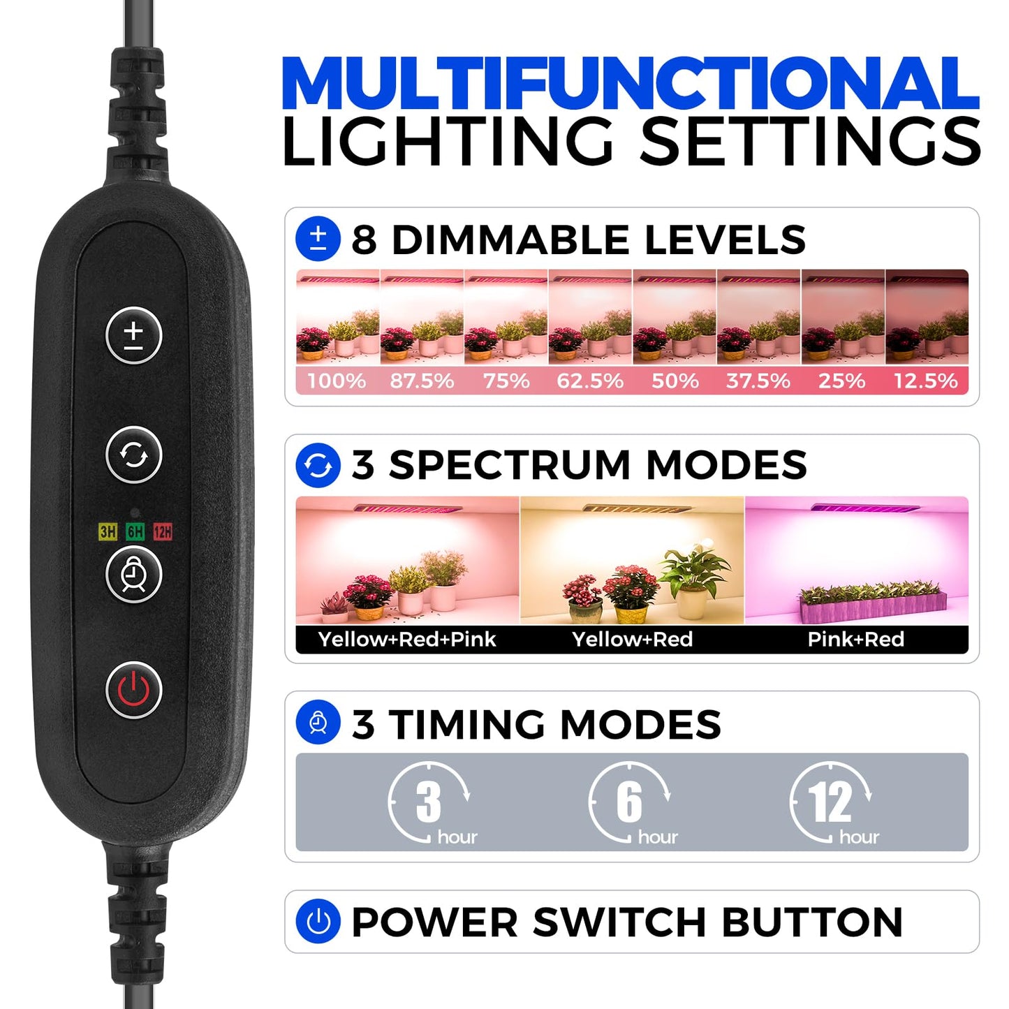 Barrina CX83 Plant Shelf with Grow Light, 5-Tier, Plant Stand with 10W Ultra-Thin Grow Light Panels for Hydroponics, Seedlings, Succulents, Flowers, Veg, 3/6/12h Timer, 15.7" L x 11.8" W x 59.1" H