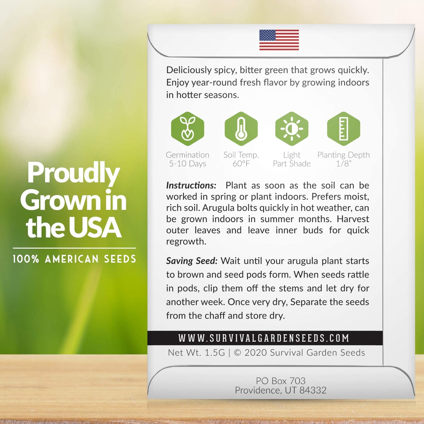 Survival Garden Seeds - Arugula Seeds for Planting - 2 Packs with Instructions to Grow Garden Rocket Green Leafy Vegetables in Your Home Vegetable Garden - Non-GMO Heirloom