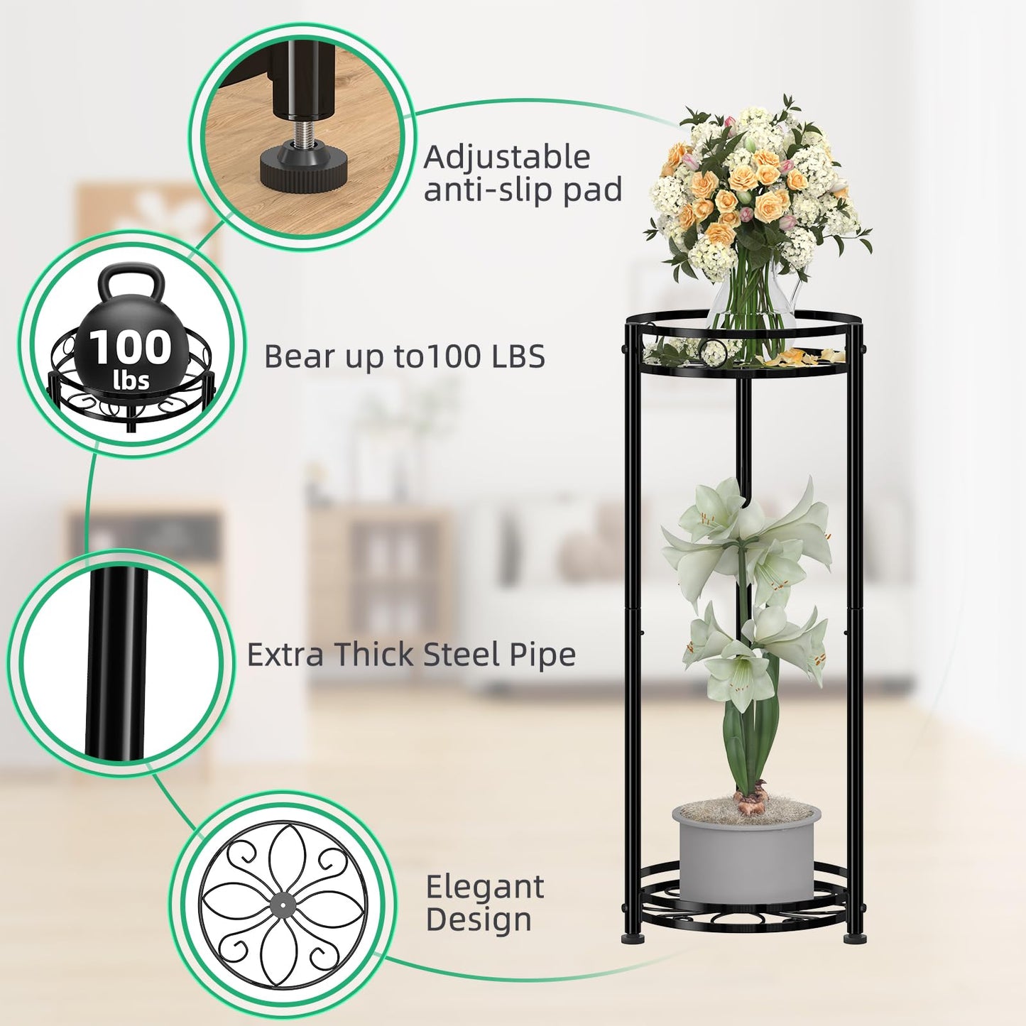 Simple Trending Plant Stand Outdoor Indoor 3 Tier Metal Waterproof Plant Shelf for Living Room Balcony Garden