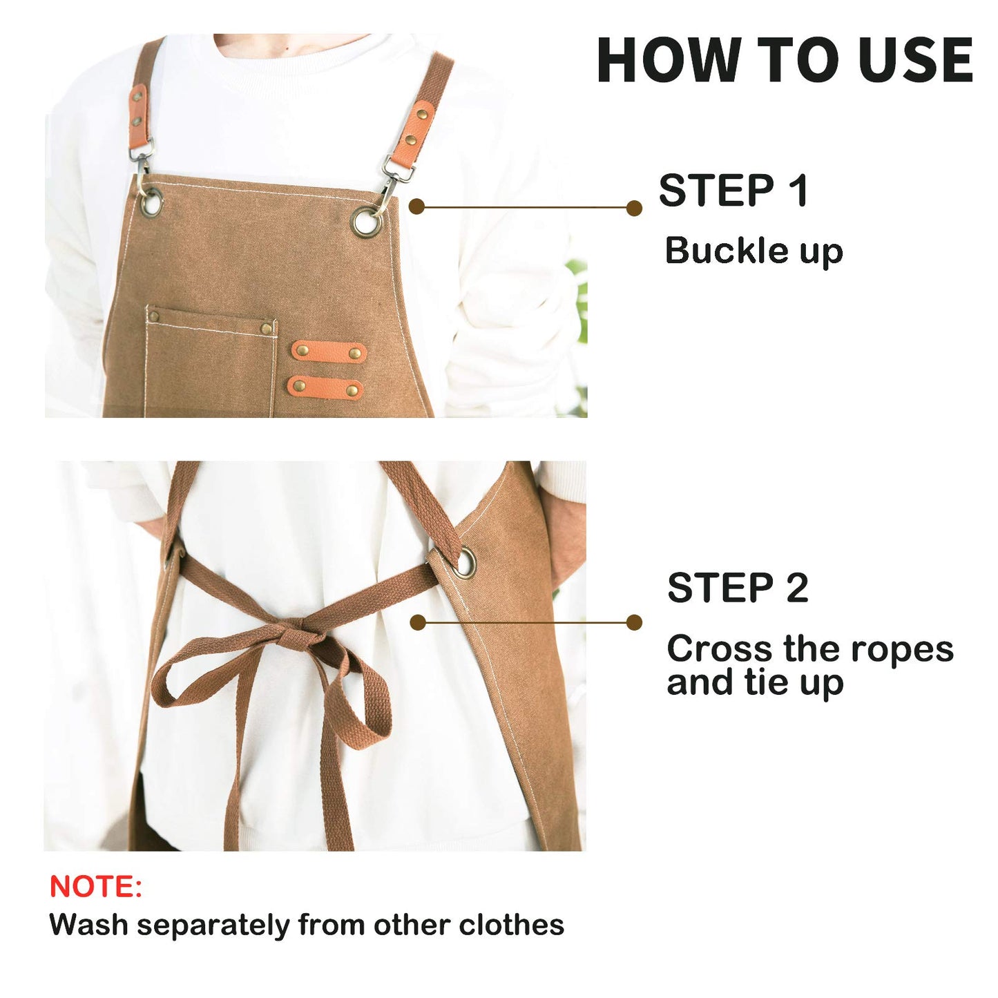 Chef Apron, Cotton Canvas Gardening Apron with Large Pockets for Men and Women,Kitchen Cooking Baking Bib Heavy Duty Adjustable Garden Apron