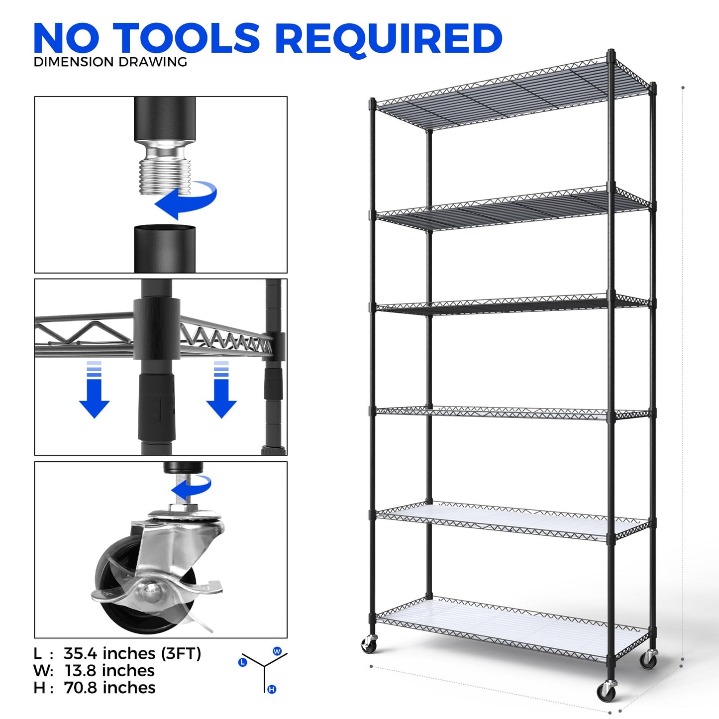 Barrina CX6 Plant Stand with Grow Lights, 3FT T8 30W(Per Light) Full Spectrum Yellow LED Plant Lights, Indoor Plant Shelf for Multiple Plants with On/Off Timer Socket, 6-Tier 35.4"x13.8"x70.9"