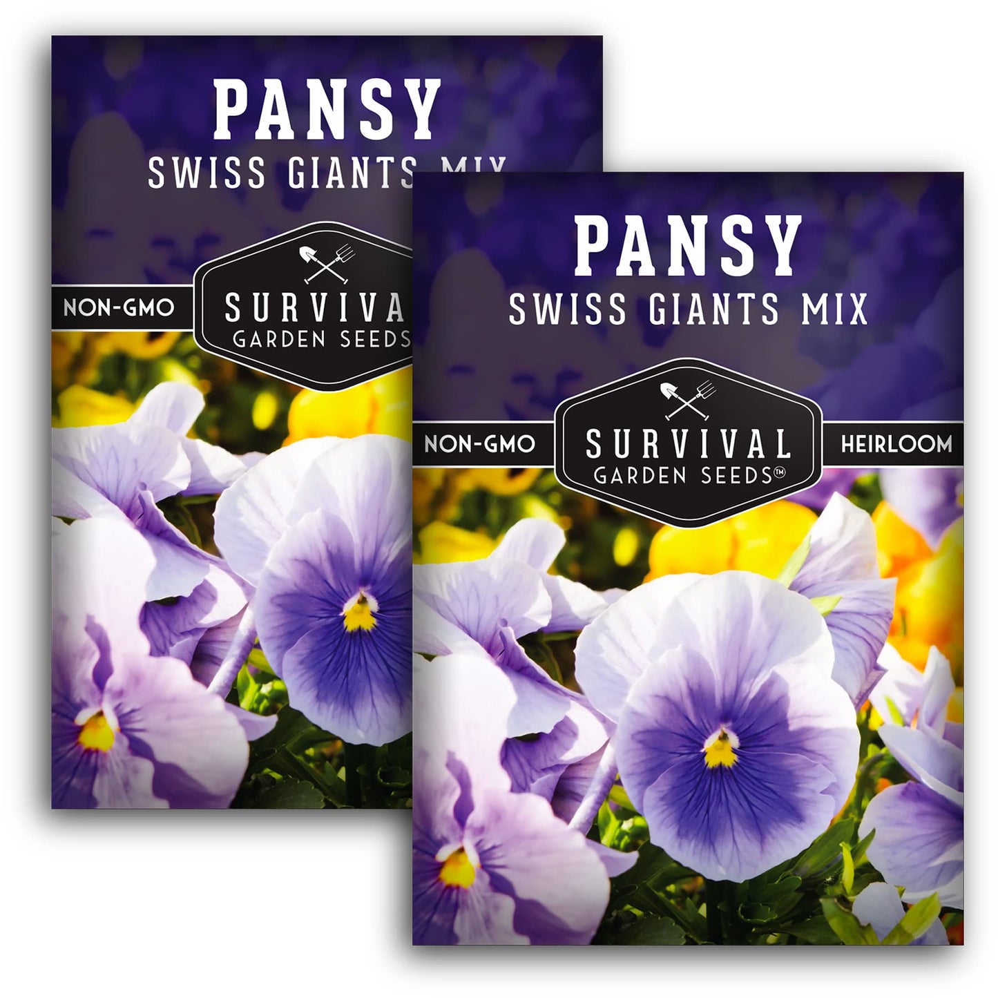 Survival Garden Seeds - Swiss Giant Mix Pansy Seed for Planting - Packet with Instructions to Plant and Grow Beautiful and Edible Pansies in Your Home Vegetable Garden - Non-GMO Heirloom Variety