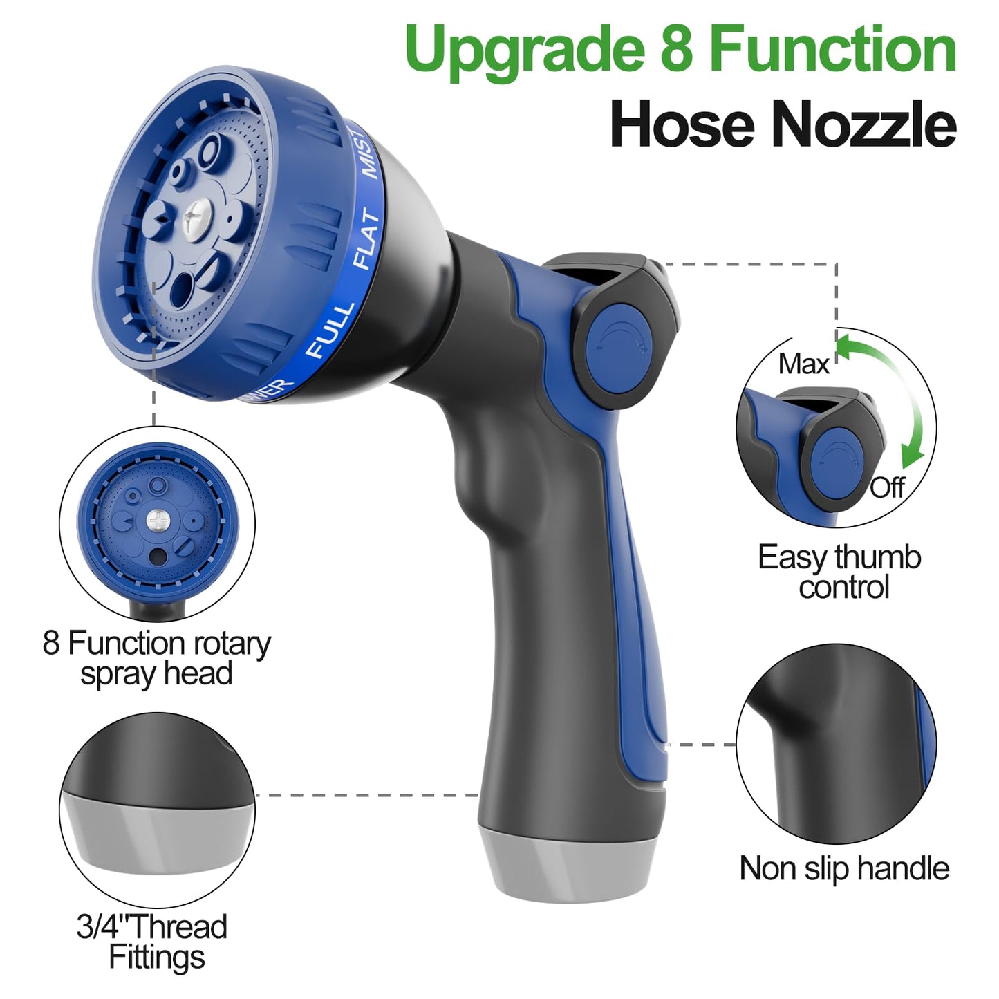 50ft 304 Stainless Steel Garden Hose Metal, Heavy Duty Water Pipe with Nozzles for Yard, Outdoor - Flexible, Never Kink & Tangle, Puncture Resistant (Sliver)