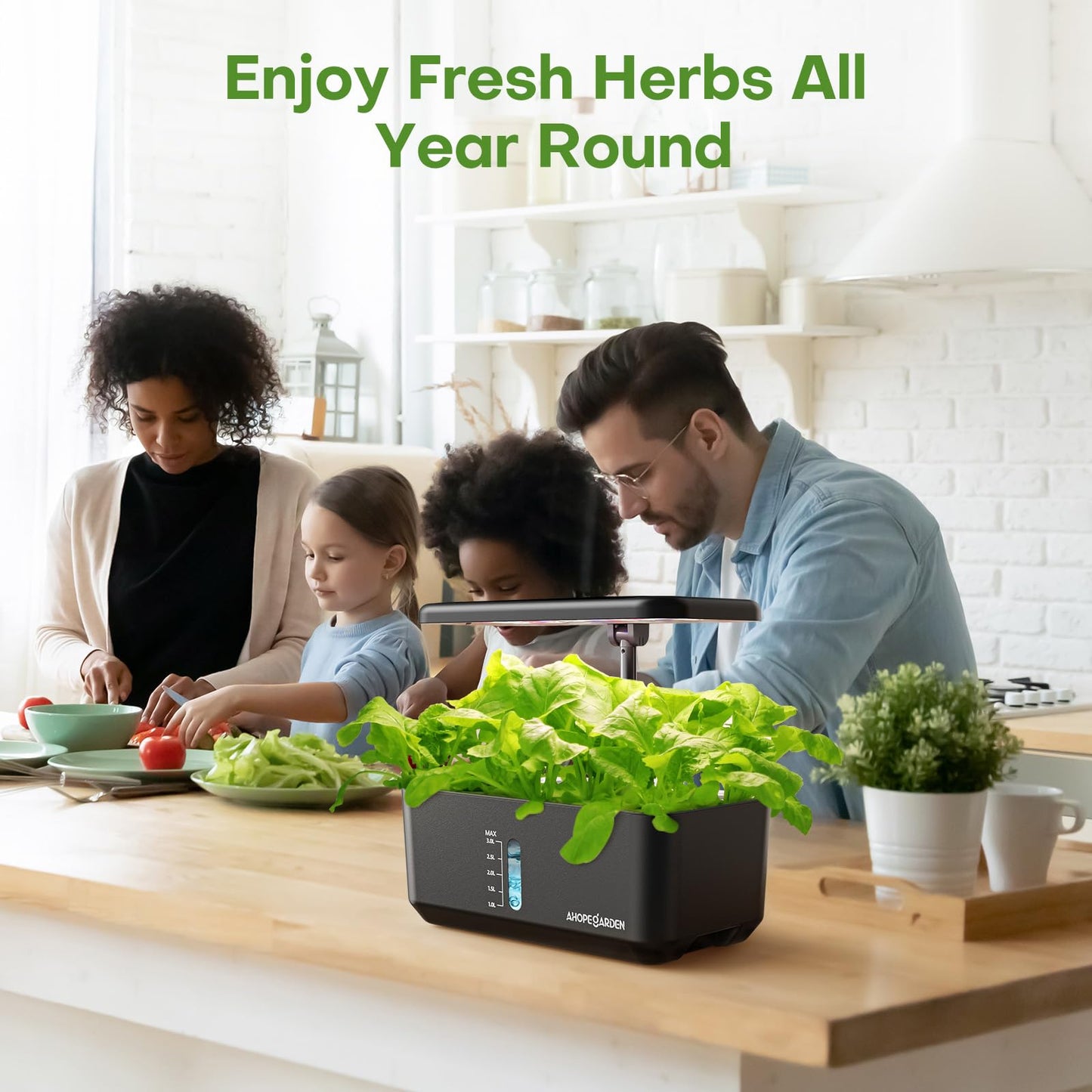 Ahopegarden Indoor Garden Hydroponics Growing System: 10 Pods Plant Germination Kit Herb Vegetable Growth Lamp Countertop with LED Grow Light - Hydrophonic Planter Grower Harvest Lettuce