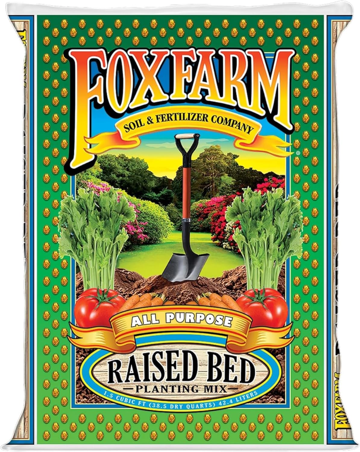 FoxFarm Raised Bed Planting Mix, 1.5cu ft - All-Purpose Garden Soil with Earthworm Castings & Oyster Shell - Ready-to-Use Blend for Vegetables, Flowers, Fruits & Herbs