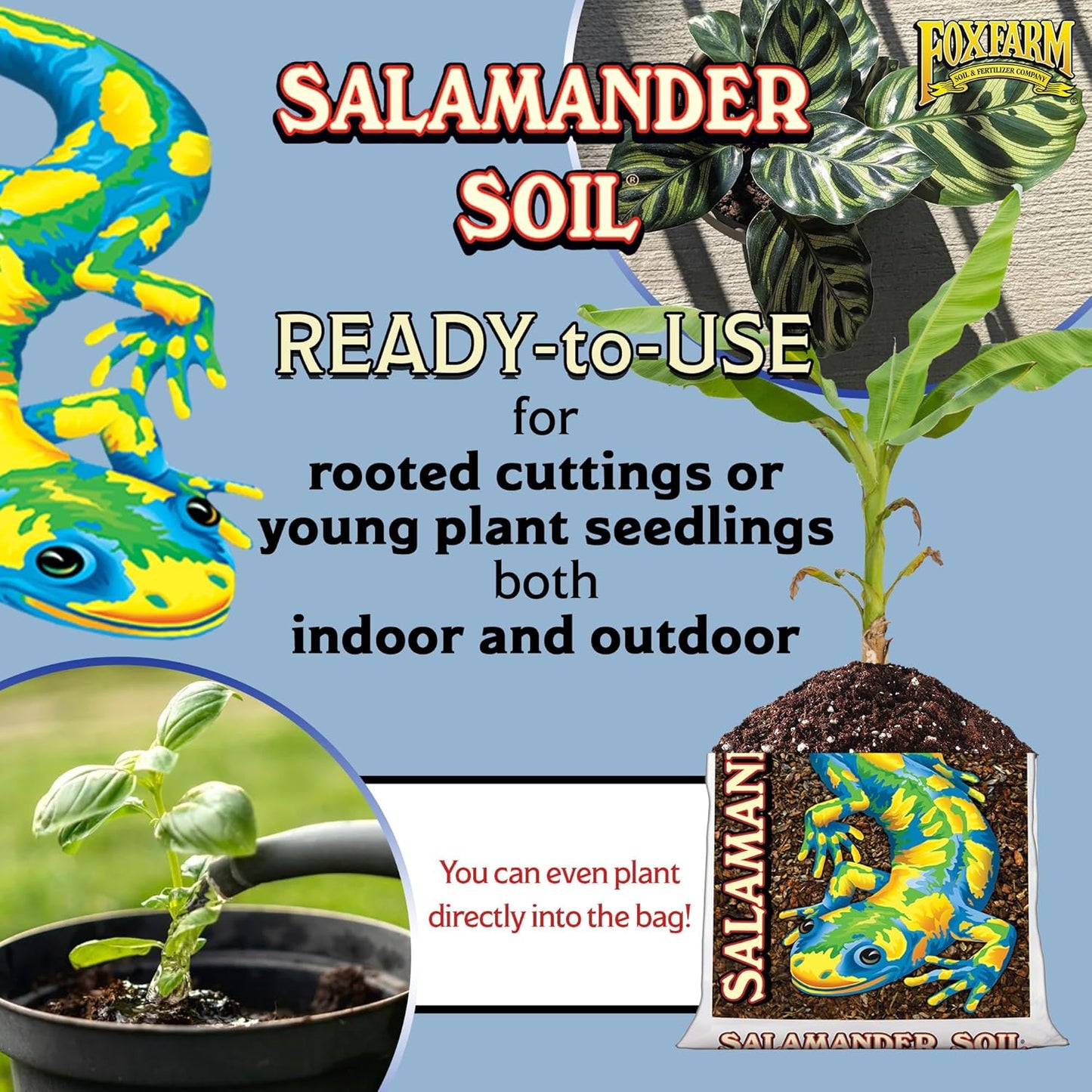 FoxFarm Salamander Soil Potting Mix, 1.5cu ft - Watering Holding Properties, Made for Plants and Cuttings, Indoor/Outdoor Cultivation - Reduces Frequent Waterings