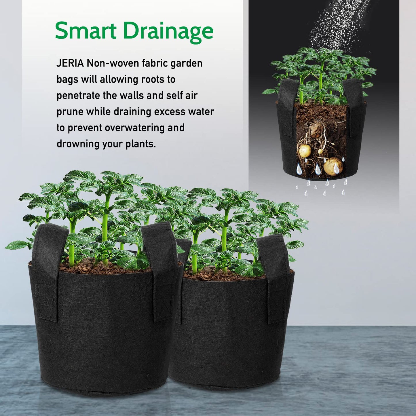 JERIA 12-Pack 7 Gallon, Vegetable/Flower/Plant Grow Bags, Aeration Fabric Pots with Handles (Black), Come with 12 Pcs Plant Labels