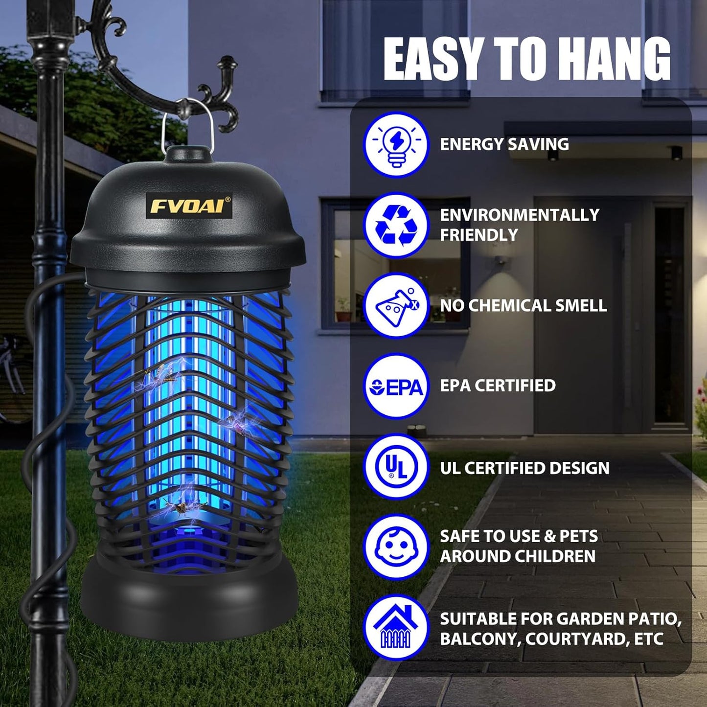 Bug Zapper Outdoor, Mosquito Zapper, Fly Zapper, Fly Traps, Mosquito Trap for Outdoor, 3 Prong Plug, ABS Plastic Outer