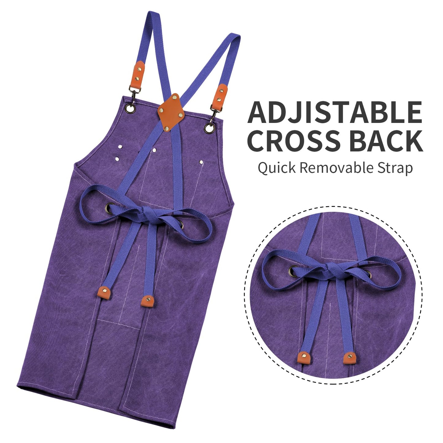 Chef Apron, Cotton Canvas Gardening Apron with Large Pockets for Men and Women,Kitchen Cooking Baking Bib Heavy Duty Adjustable Garden Apron