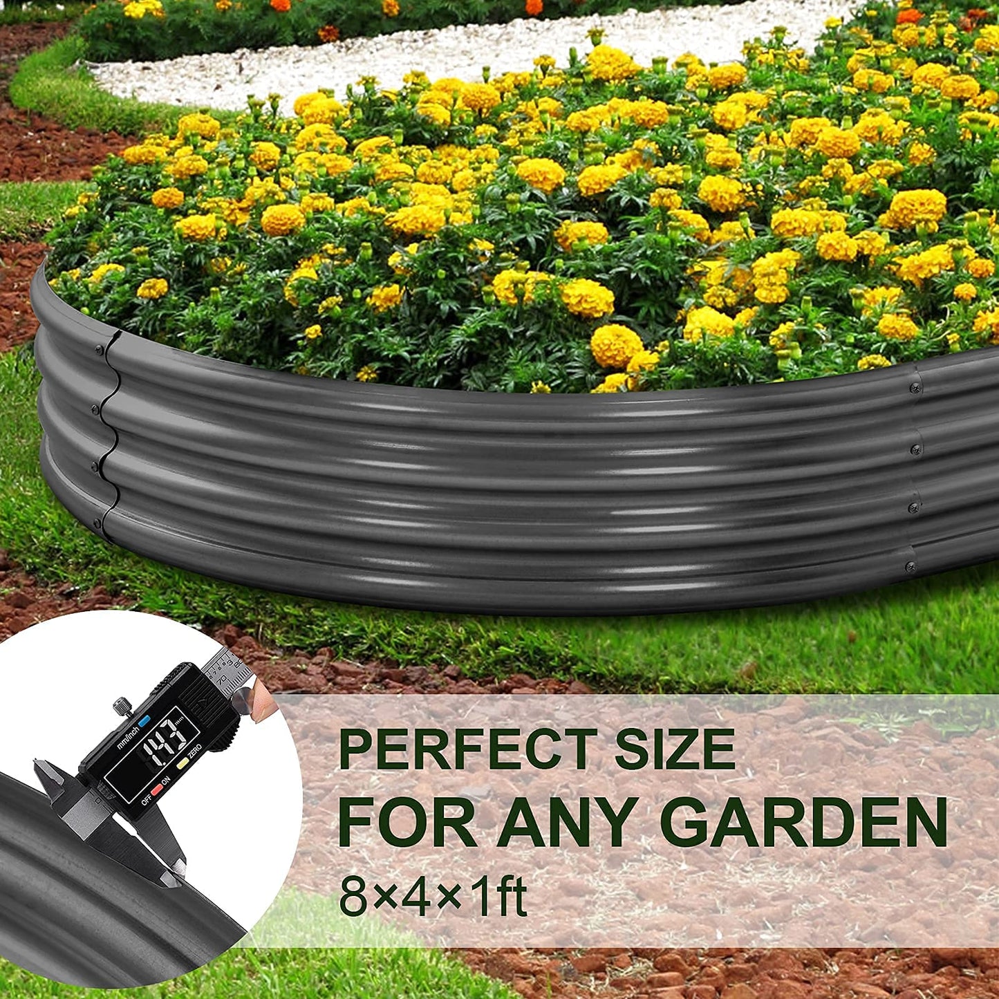 Land Guard Galvanized Raised Garden Bed Kit, Galvanized Planter Garden Boxes Outdoor, Oval Large Metal Raised Garden Beds for Vegetables…………