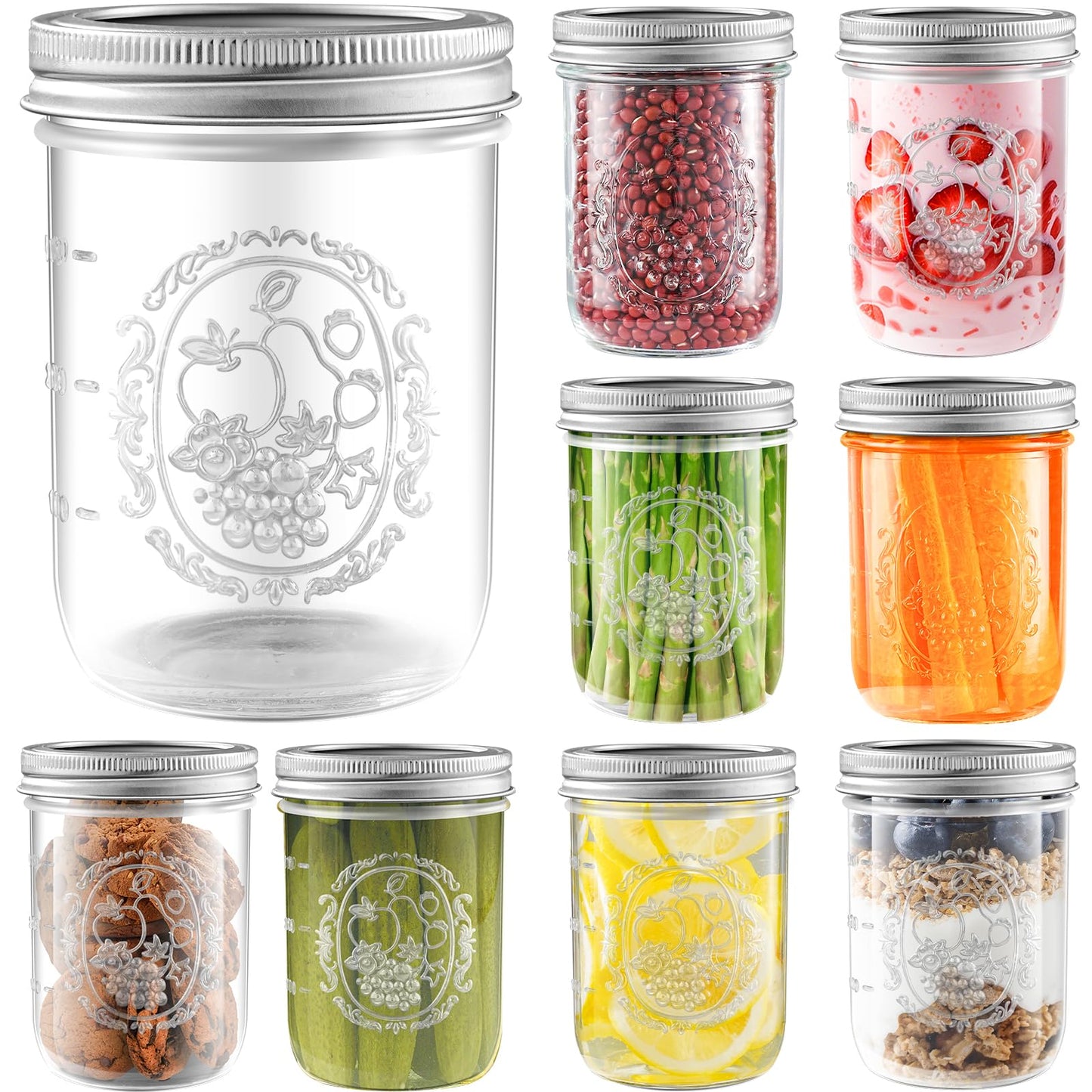 Wide Mouth Mason Jars 16 oz with Lids [6 Pack], Canning Jars with Metal Airtight Lids and Bands, 16 oz Glass Jars for Fermenting, Pickling, Freezing, Preserving, Meal Prep, Jar Décor