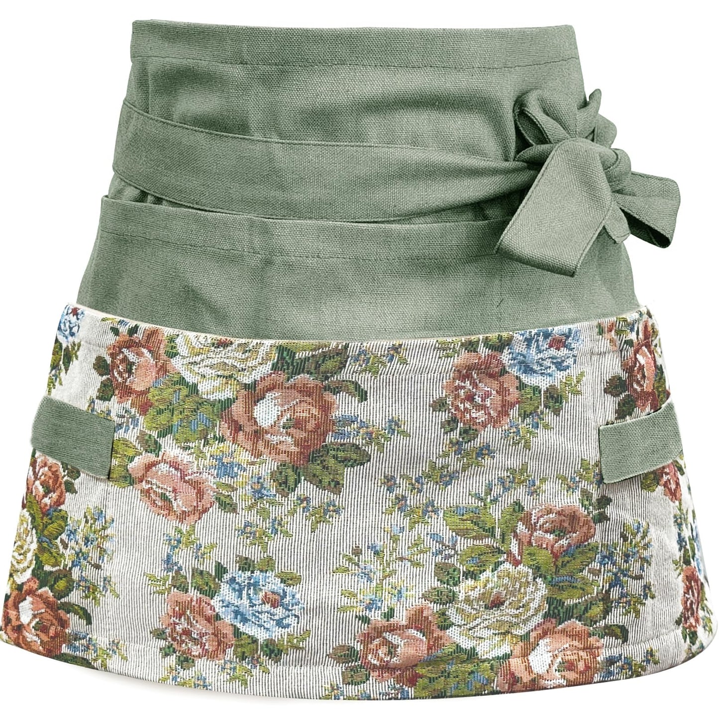 Garden Apron for Woman, Serve Apron Cute, Flora Half Apron with 8 Pockets, Valentines Gift for Mom Wife Girlfriend