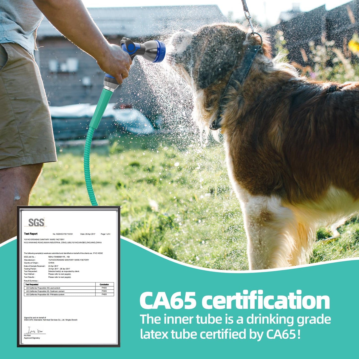 50ft 304 Stainless Steel Garden Hose Metal, Heavy Duty Water Pipe with Nozzles for Yard, Outdoor - Flexible, Never Kink & Tangle, Puncture Resistant (Sliver)