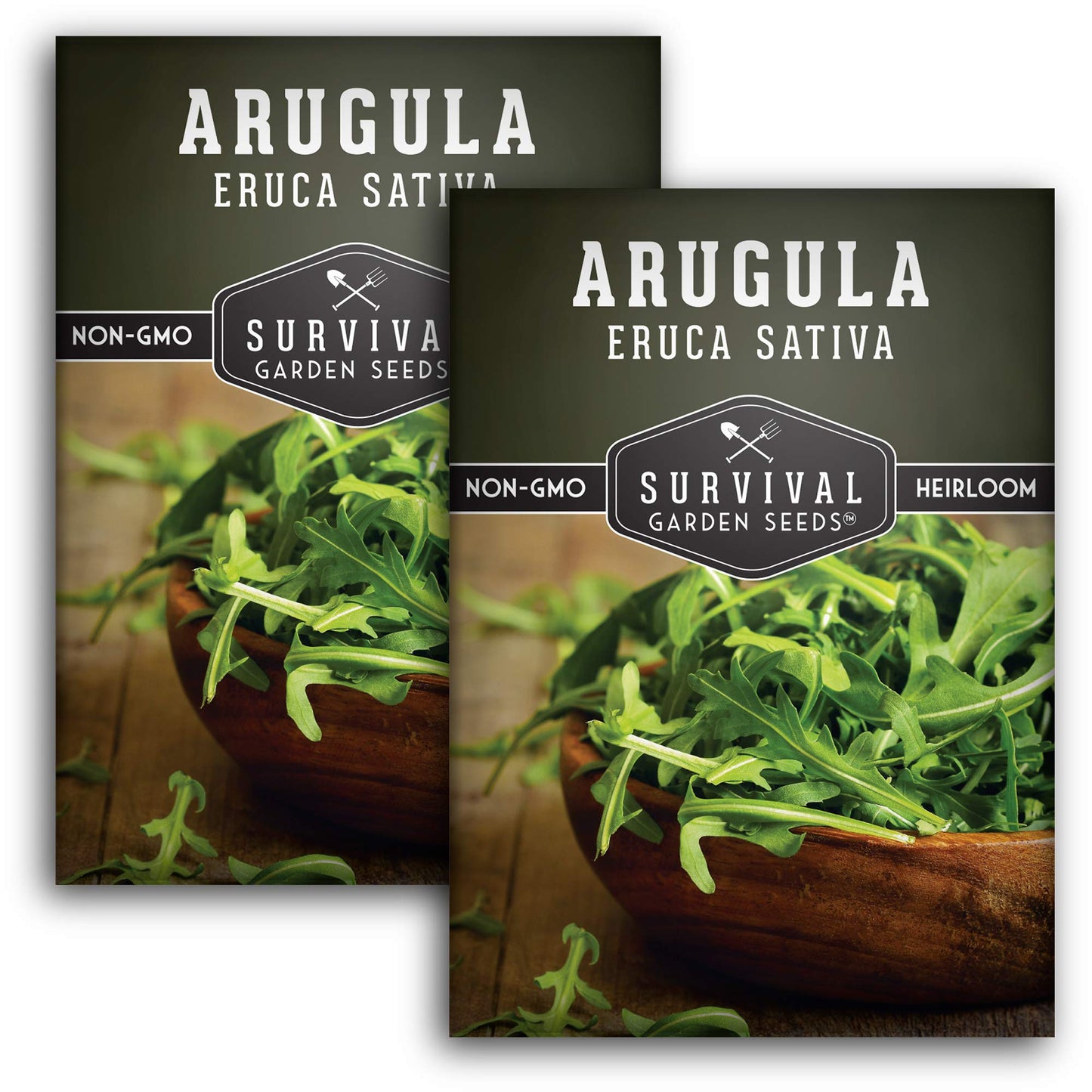 Survival Garden Seeds - Arugula Seeds for Planting - 2 Packs with Instructions to Grow Garden Rocket Green Leafy Vegetables in Your Home Vegetable Garden - Non-GMO Heirloom