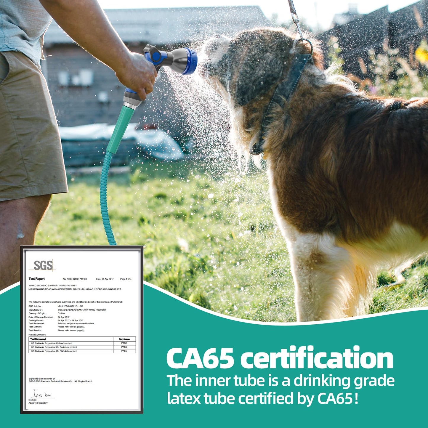 50ft 304 Stainless Steel Garden Hose Metal, Heavy Duty Water Pipe with Nozzles for Yard, Outdoor - Flexible, Never Kink & Tangle, Puncture Resistant (Sliver)