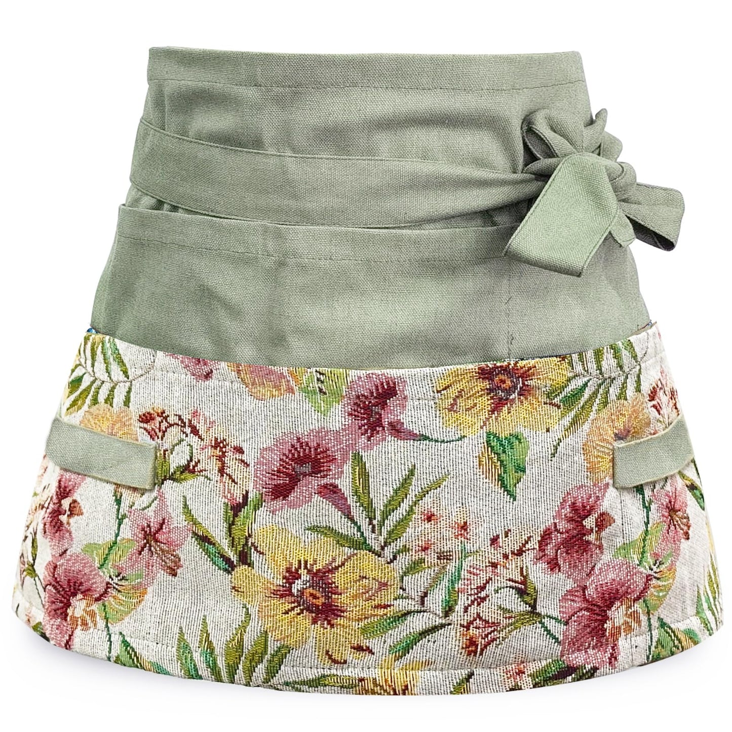 Garden Apron for Woman, Serve Apron Cute, Flora Half Apron with 8 Pockets, Valentines Gift for Mom Wife Girlfriend