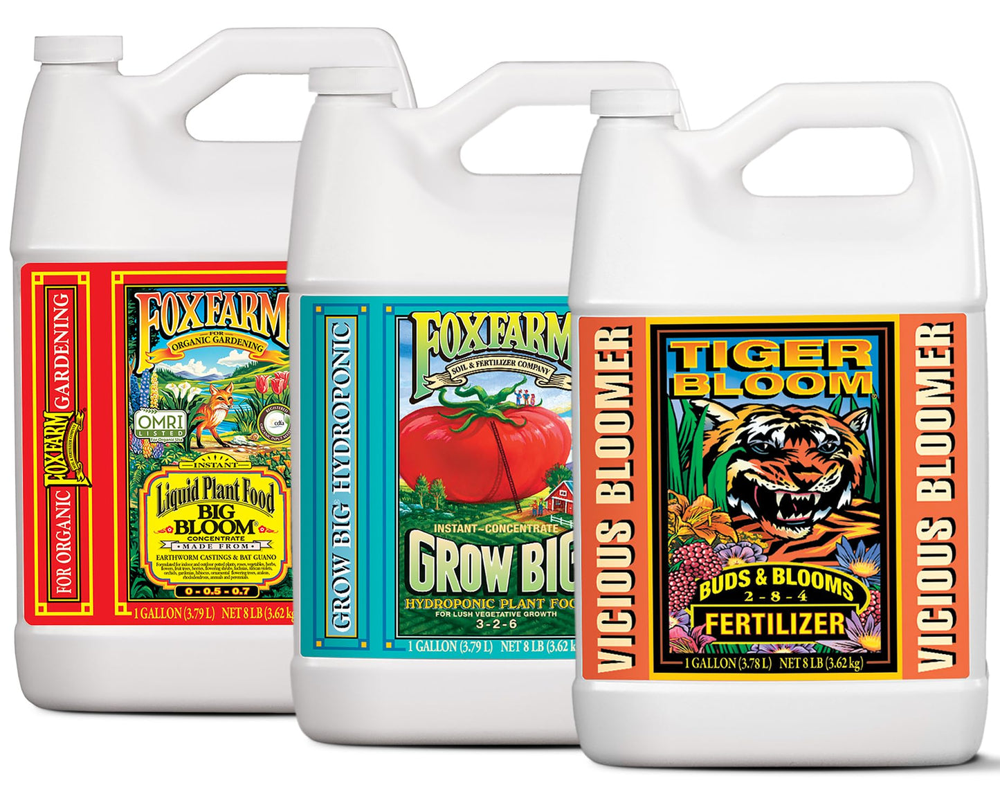 FoxFarm Liquid Nutrient Trio Hydro Formula: Big Bloom, Grow Big Hydro & Tiger Bloom - for Hydroponic Gardening, Green Growth, Buds & Late-Season Flowers, (3-32 oz Bottles)