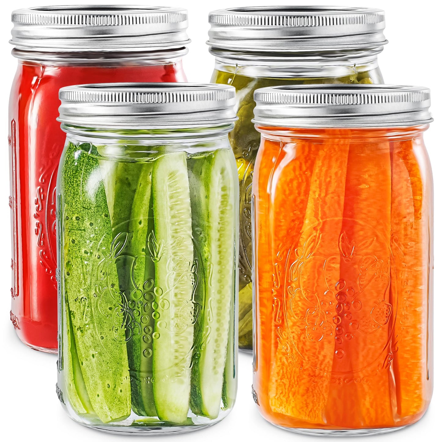 Wide Mouth Mason Jars 16 oz with Lids [6 Pack], Canning Jars with Metal Airtight Lids and Bands, 16 oz Glass Jars for Fermenting, Pickling, Freezing, Preserving, Meal Prep, Jar Décor