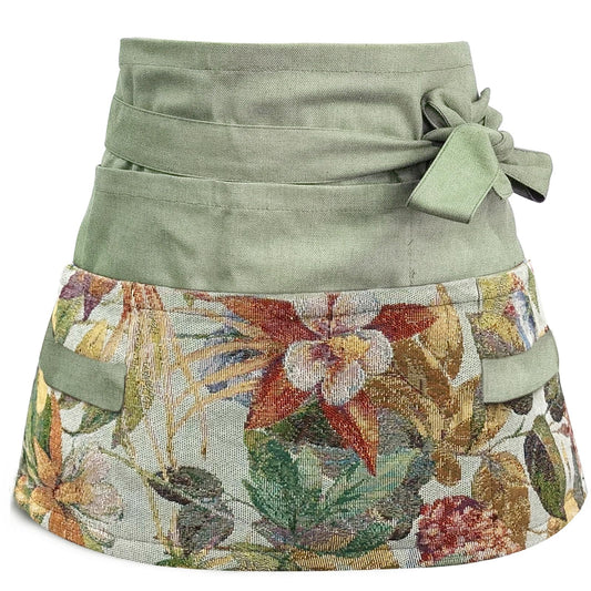 Garden Apron for Woman, Serve Apron Cute, Flora Half Apron with 8 Pockets, Valentines Gift for Mom Wife Girlfriend