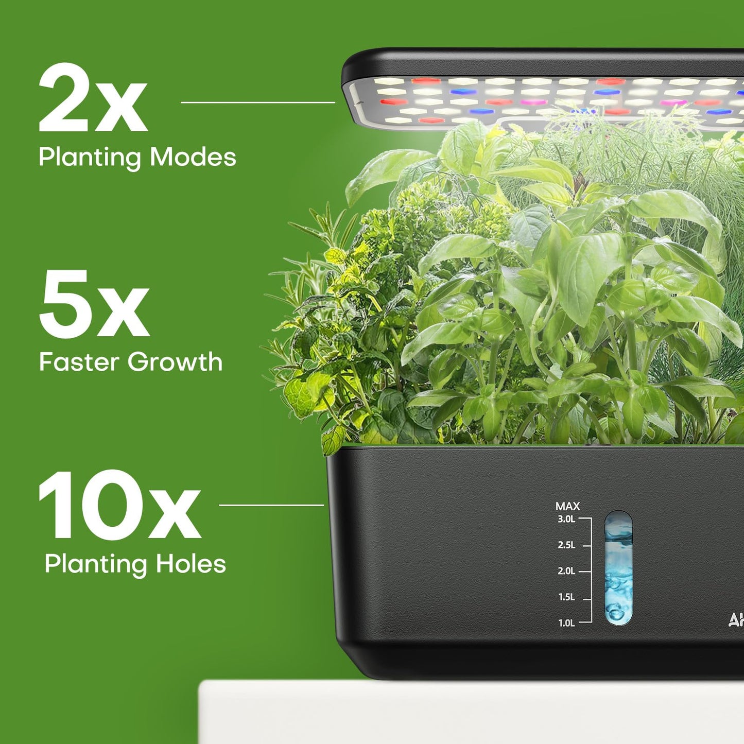 Ahopegarden Indoor Garden Hydroponics Growing System: 10 Pods Plant Germination Kit Herb Vegetable Growth Lamp Countertop with LED Grow Light - Hydrophonic Planter Grower Harvest Lettuce