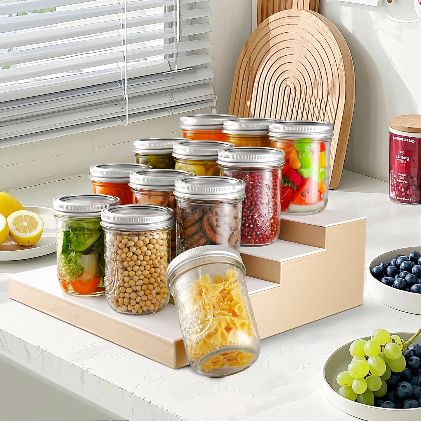 Wide Mouth Mason Jars 16 oz with Lids [6 Pack], Canning Jars with Metal Airtight Lids and Bands, 16 oz Glass Jars for Fermenting, Pickling, Freezing, Preserving, Meal Prep, Jar Décor