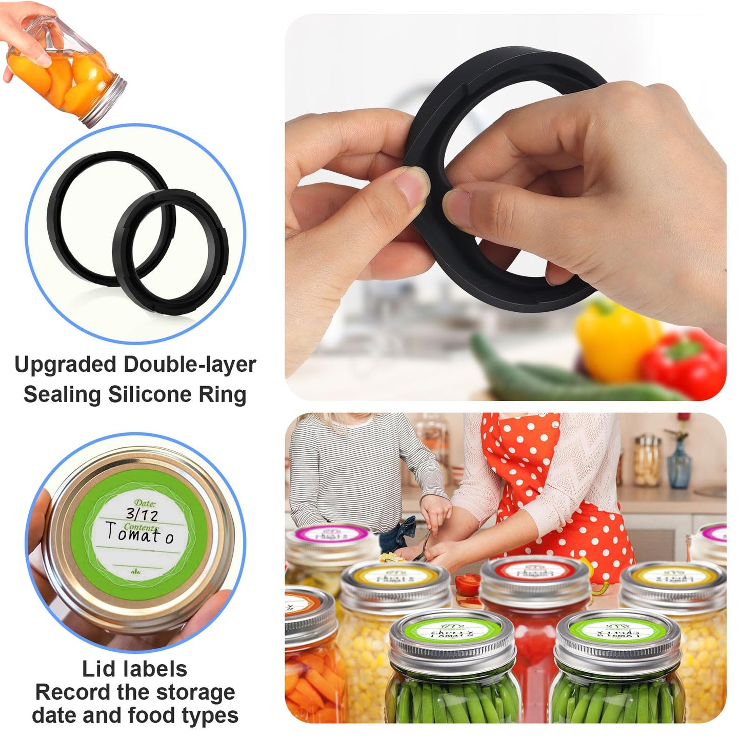 M11 Electric Mason Jar Vacuum Sealer Kit - with Wide and Regular Mouth Mason Lids, Jar Vacuum Sealer for Canning Jars, Vacuum Sealing Machine for Food Storage Black