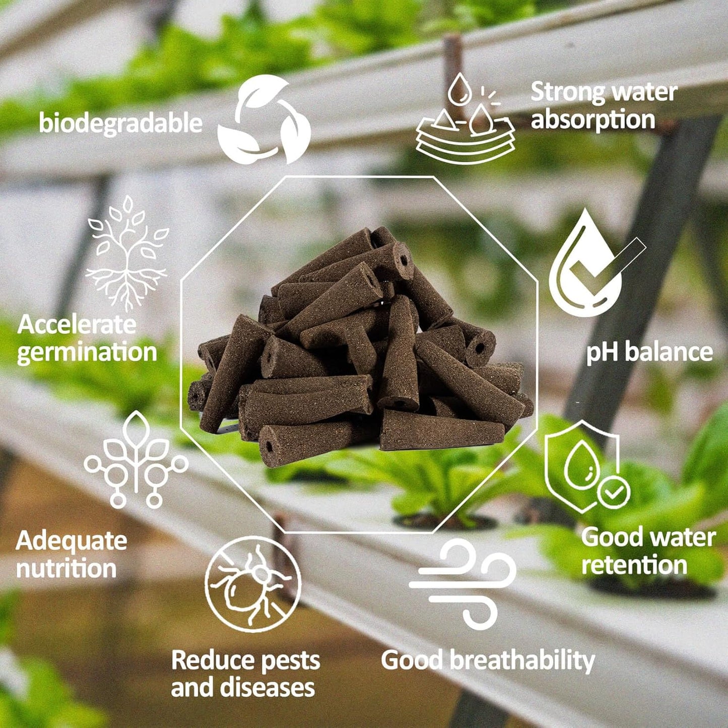 MAQIHAN 50 Grow Sponges for Hydroponics - Seed Pods for Garden Seed Starter Pods Growing System Plant for Seed Plugs Garden Cube Sponges Replacement