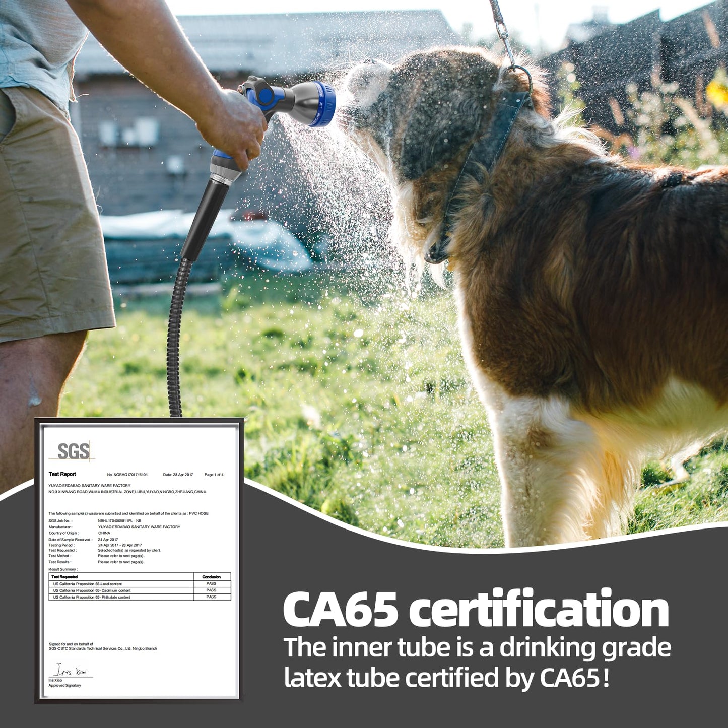 50ft 304 Stainless Steel Garden Hose Metal, Heavy Duty Water Pipe with Nozzles for Yard, Outdoor - Flexible, Never Kink & Tangle, Puncture Resistant (Sliver)