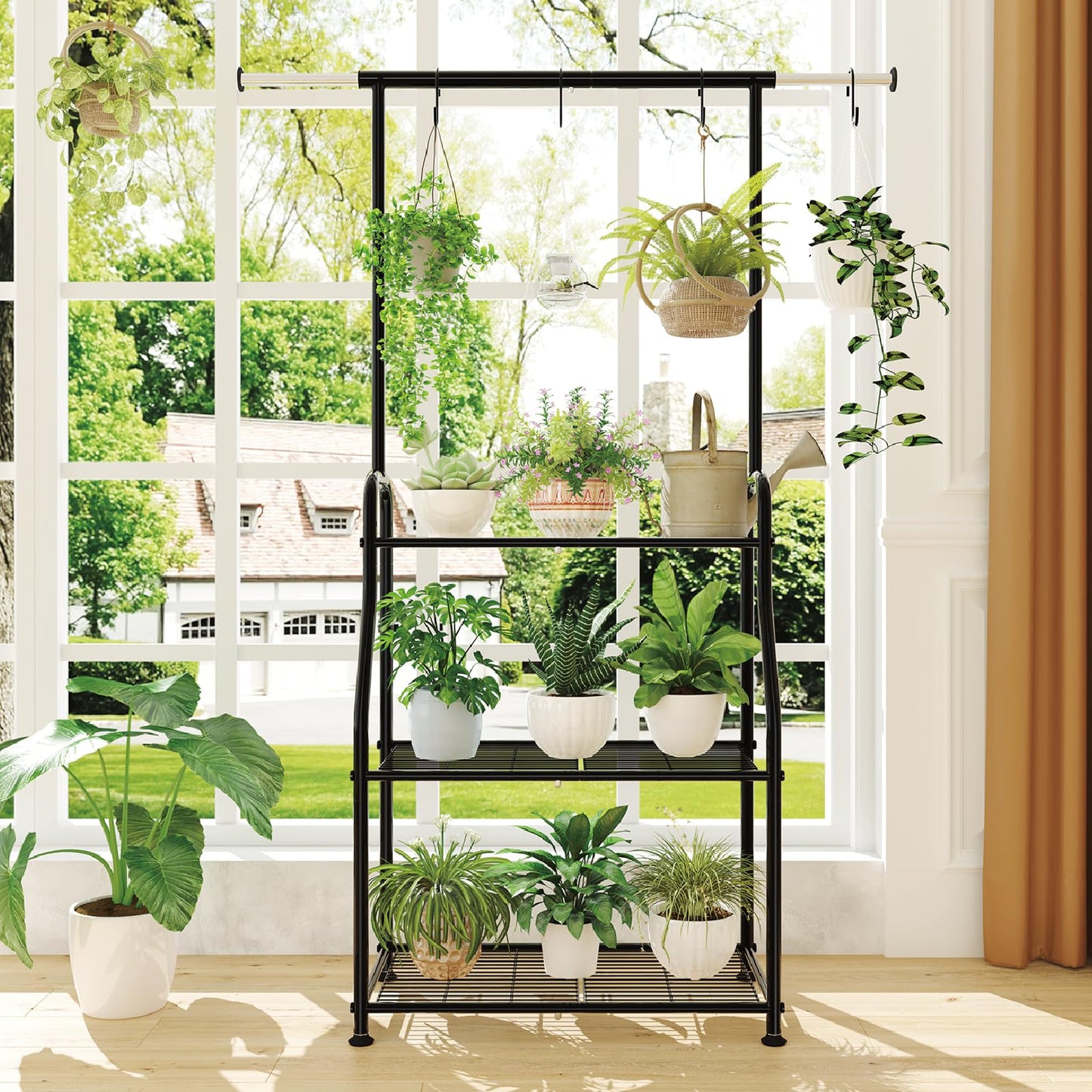 Simple Trending Plant Stand Outdoor Indoor 3 Tier Metal Waterproof Plant Shelf for Living Room Balcony Garden