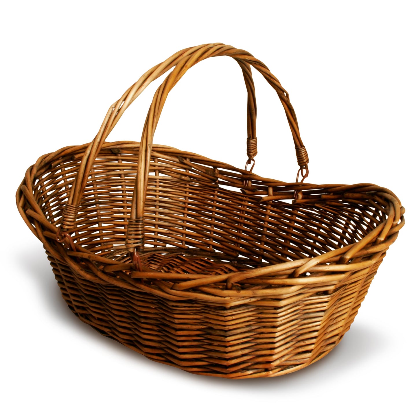 Wald Imports - Small Light Brown Hand Woven Wicker Basket for Storage with Handles - Woven Basket - Wicker Baskets for Picnics, Easter, Organizing, and More (14 x 5.5 inches)