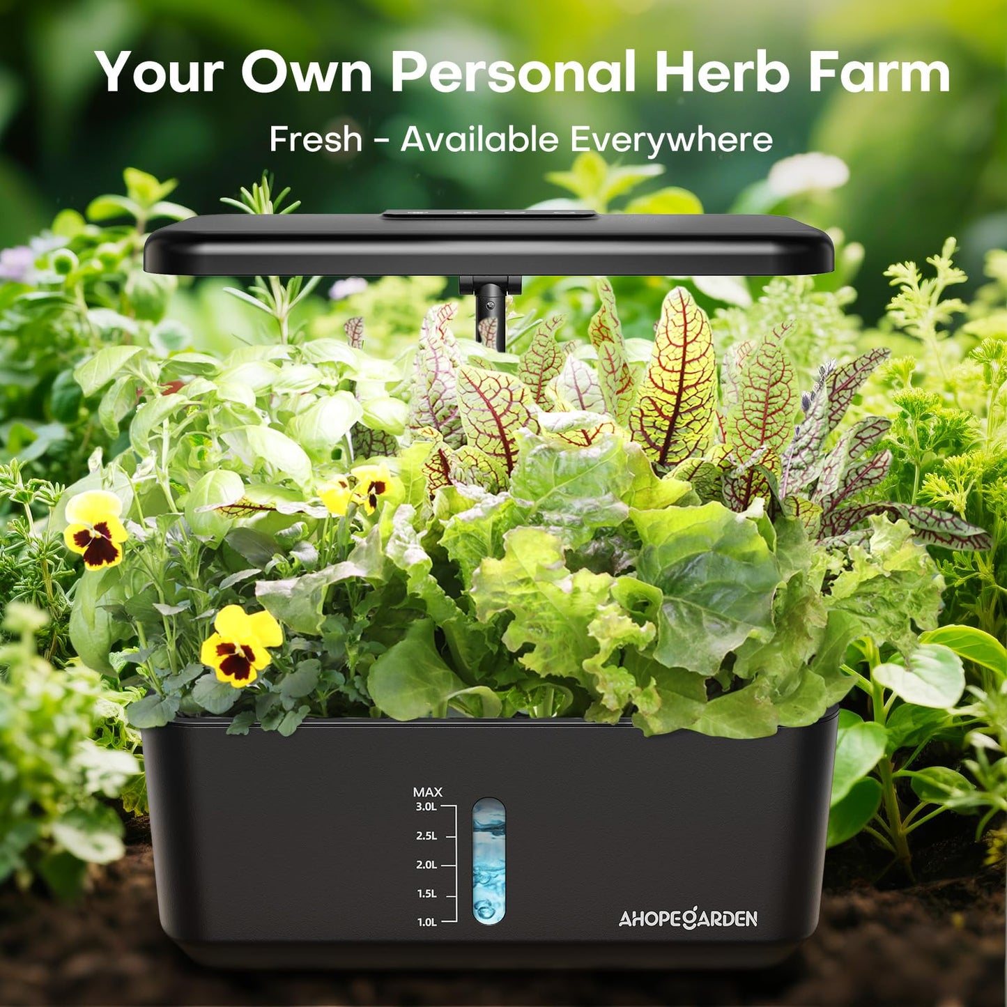Ahopegarden Indoor Garden Hydroponics Growing System: 10 Pods Plant Germination Kit Herb Vegetable Growth Lamp Countertop with LED Grow Light - Hydrophonic Planter Grower Harvest Lettuce