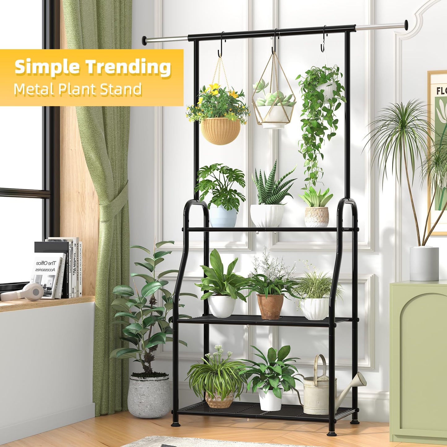 Simple Trending Plant Stand Outdoor Indoor 3 Tier Metal Waterproof Plant Shelf for Living Room Balcony Garden
