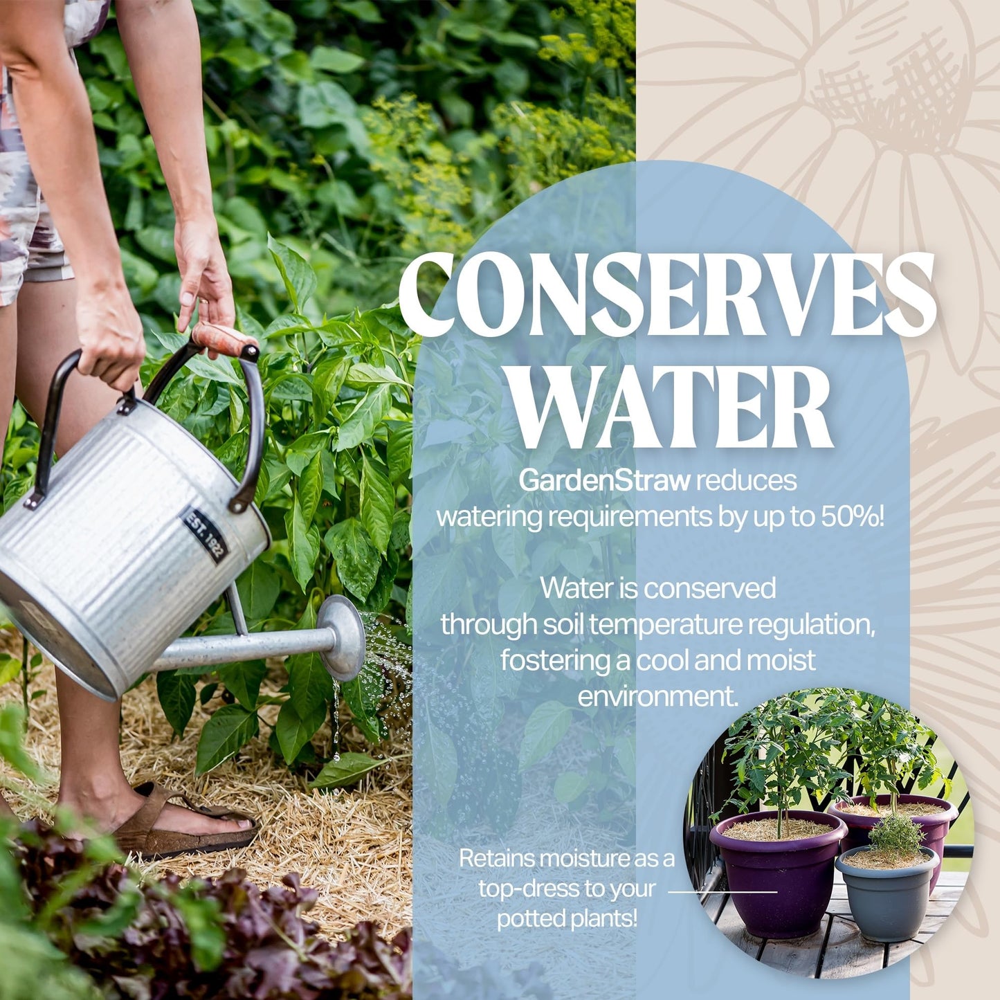 GardenStraw, 3 cu ft (20 lbs) Pack of 1 – All-Natural Mulch for Gardens, Vegetables Lawn Seeding – Water-Conserving, Weed-Suppressing Wheat Straw – Cleaned, Sustainably Sourced