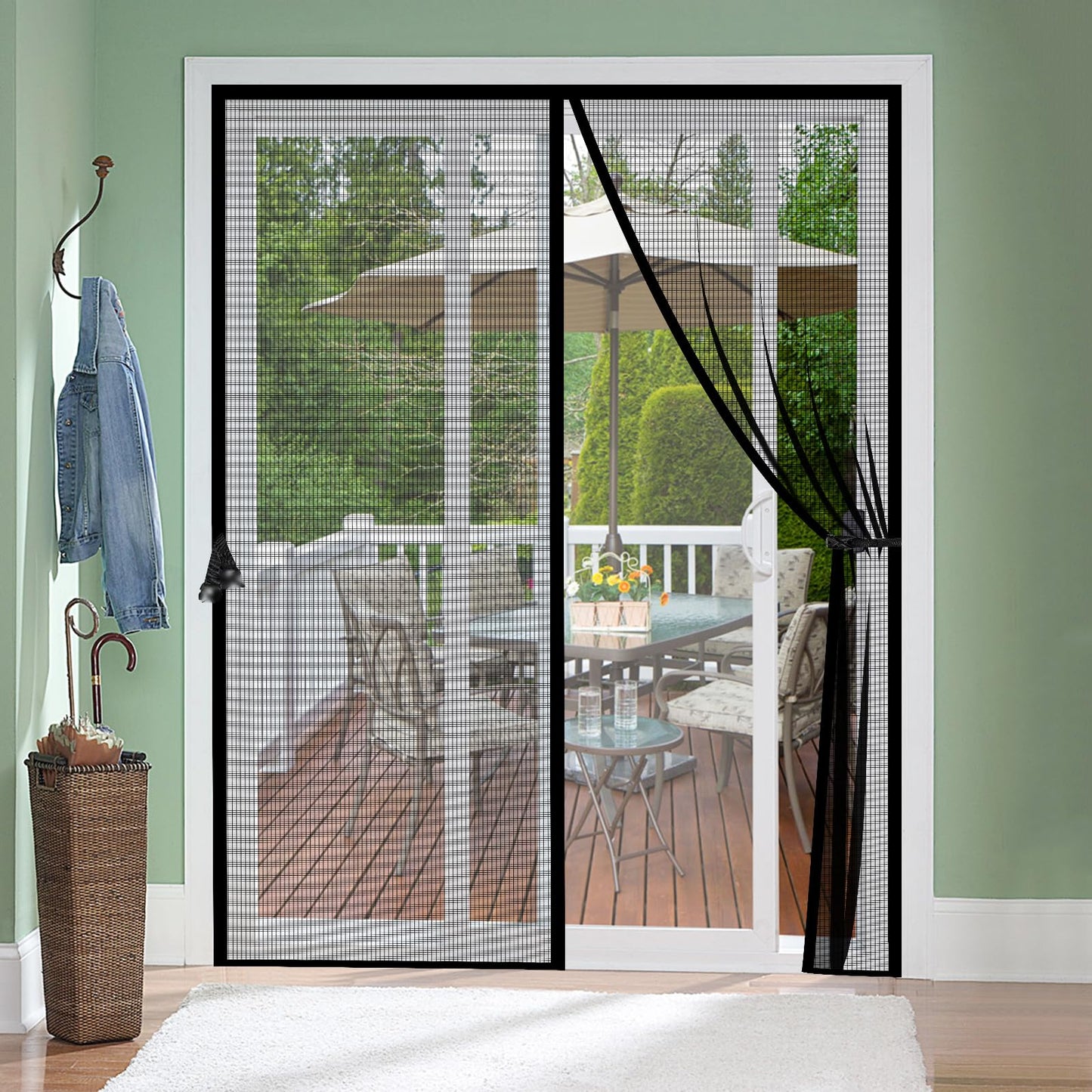 Magnetic Screen Door -Fit for Door Size:32x80 Inch, Hands Free Mesh Partition, Heavy Duty Screen Door Mesh Curtain Keeps Bugs Out, Frame Hook & Loop, Pet and Kid Friendly, Itself Size 34x82