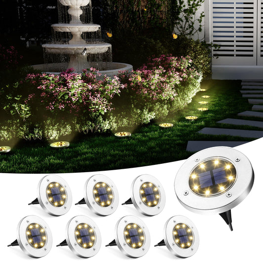 SOLPEX Solar Ground Lights, 12 Pack Solar Lights Outdoor Waterproof, 8 LED Solar Powered Landscape Lighting for Garden Yard Patio Pathway Driveway Walkway (Cool White)