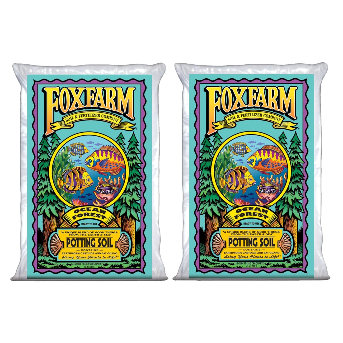 FoxFarm Ocean Forest Potting Soil, 1.5cu ft - Light, Aerated Texture, Designed for All Container Plants - pH Adjusted for Optimal Nutrient Uptake, Effectively Retains Moisture