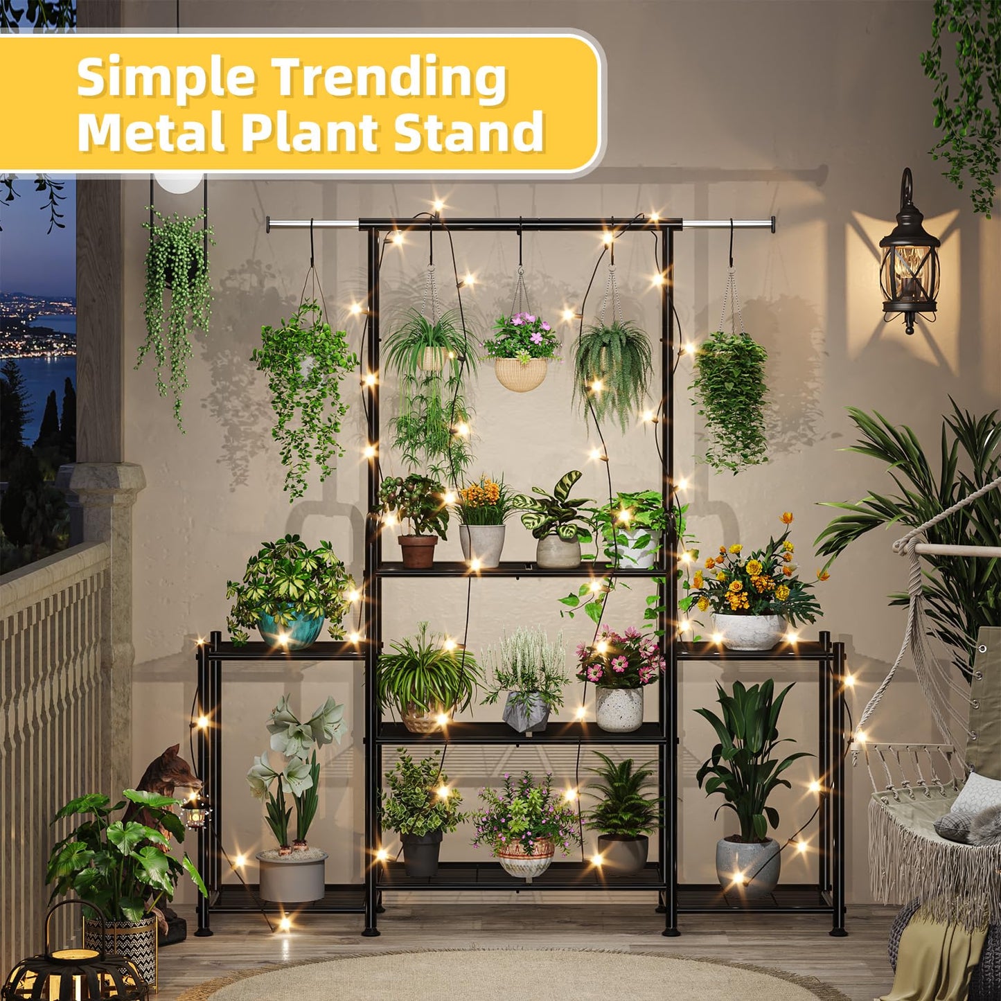 Simple Trending Plant Stand Outdoor Indoor 3 Tier Metal Waterproof Plant Shelf for Living Room Balcony Garden