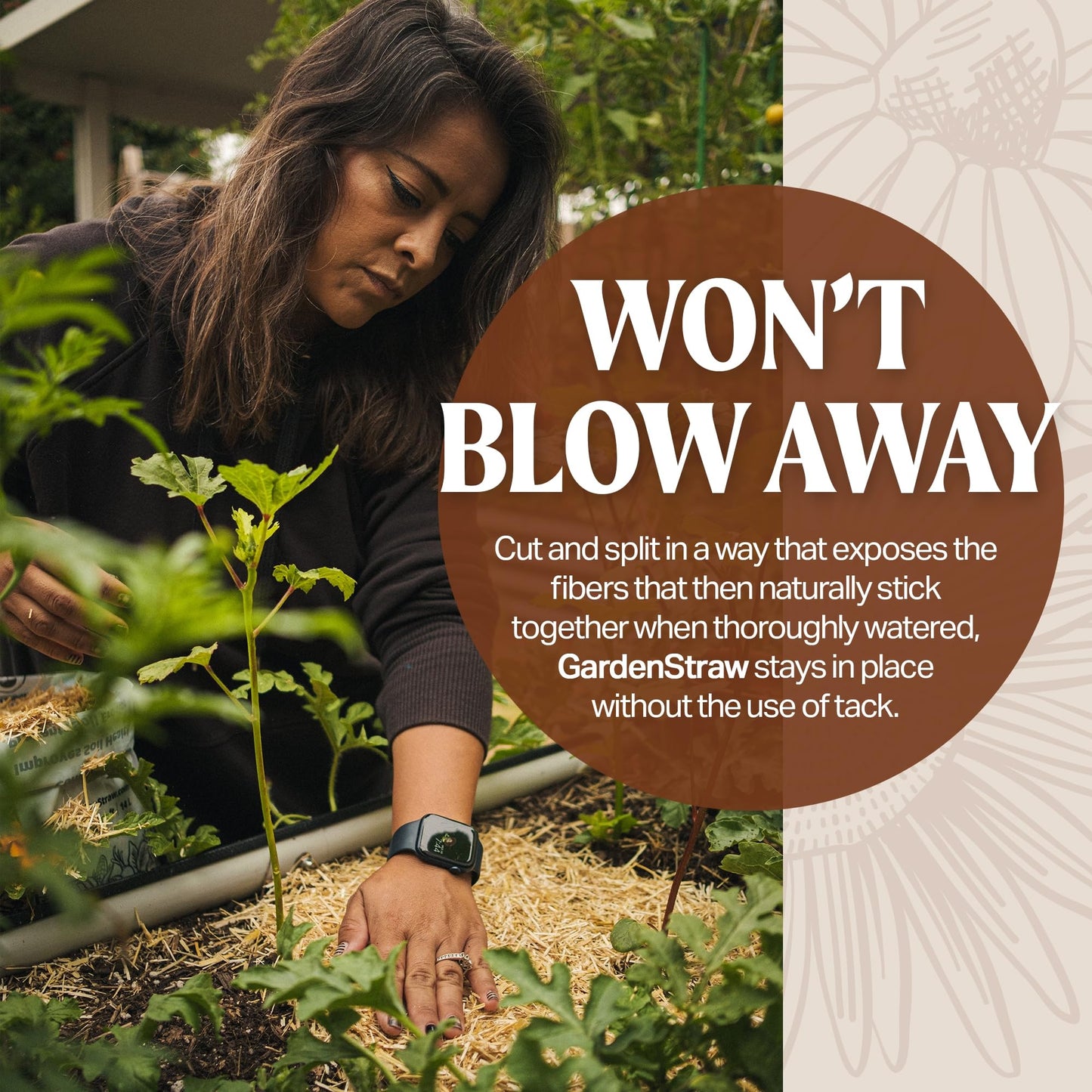 GardenStraw, 3 cu ft (20 lbs) Pack of 1 – All-Natural Mulch for Gardens, Vegetables Lawn Seeding – Water-Conserving, Weed-Suppressing Wheat Straw – Cleaned, Sustainably Sourced