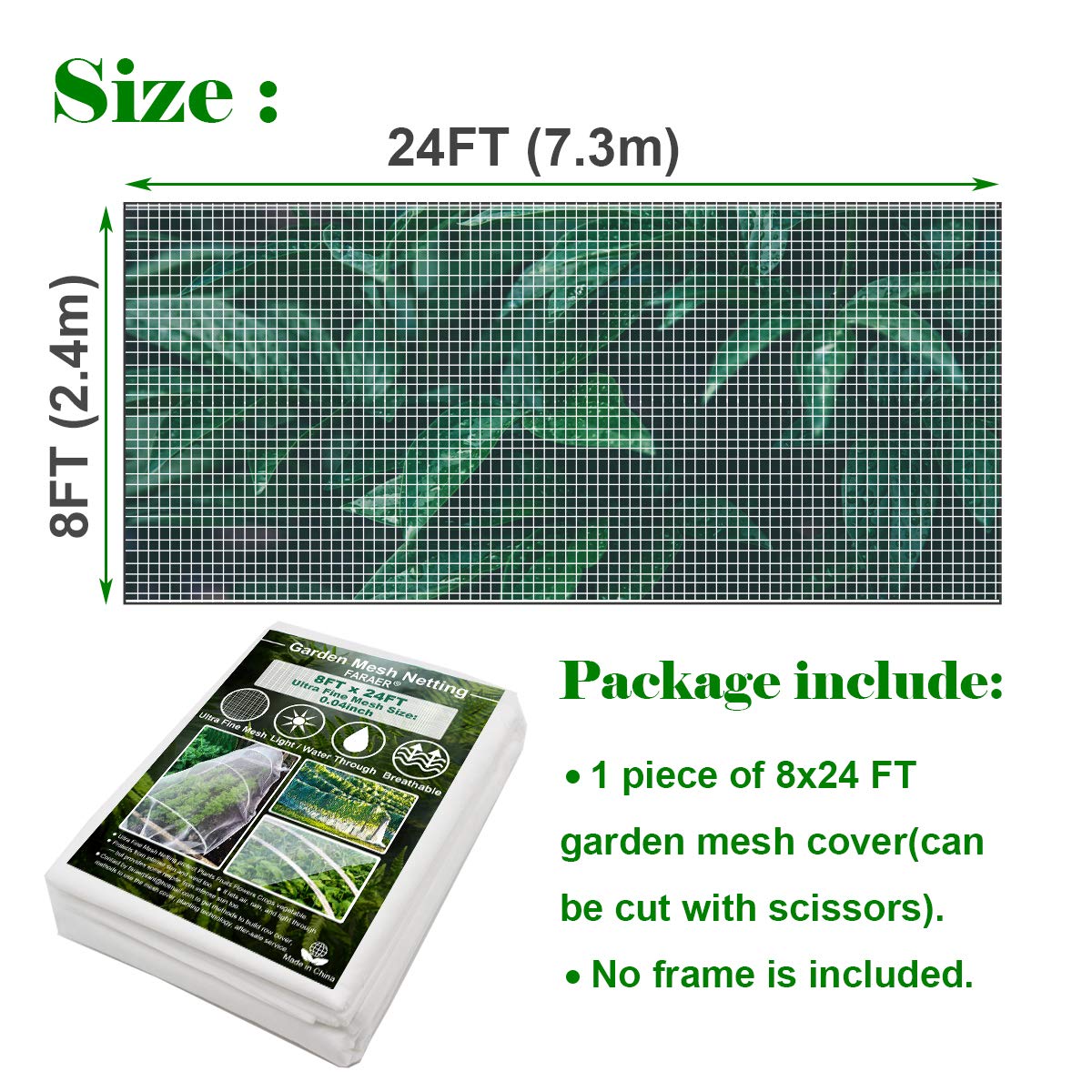 Garden Netting, Plant Covers 10x33Ft Net Ultra Fine Mesh Protection Netting for Vegetable Plants Fruits Flowers Crops Greenhouse Row Cover Raised Bed Barrier Screen Protection Net Cover