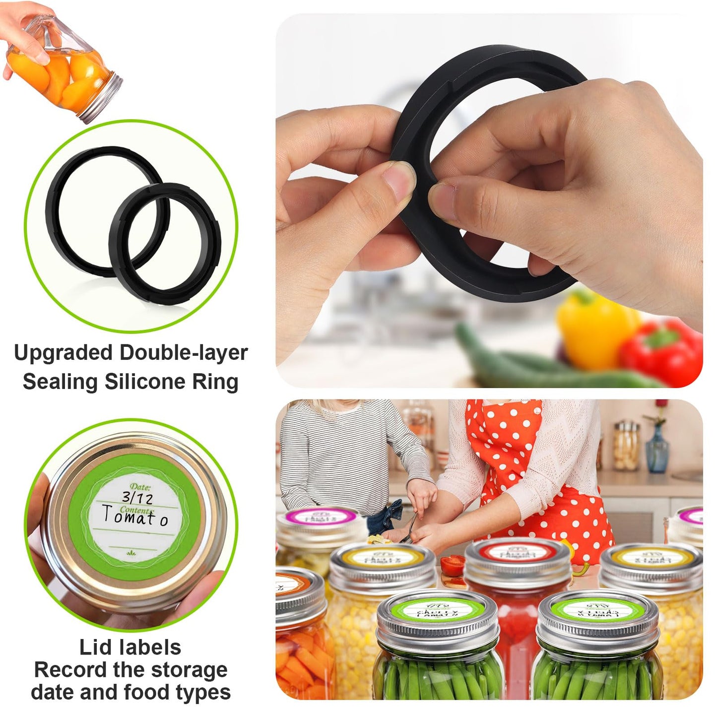 M11 Electric Mason Jar Vacuum Sealer Kit - with Wide and Regular Mouth Mason Lids, Jar Vacuum Sealer for Canning Jars, Vacuum Sealing Machine for Food Storage Black