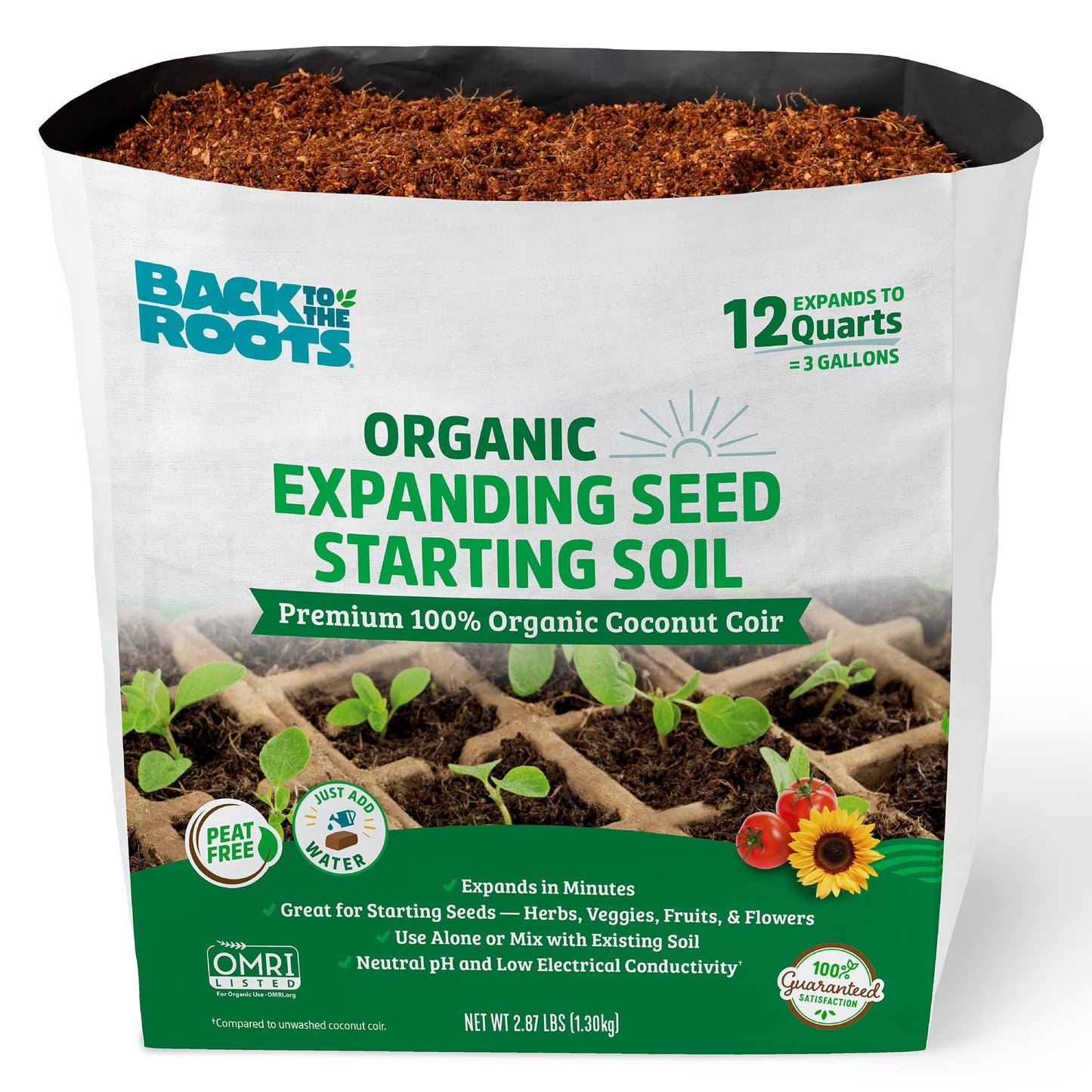 Back to the Roots 100% Organic Potting Mix (Value 12 Quart) | Premium Blend | Made in The USA