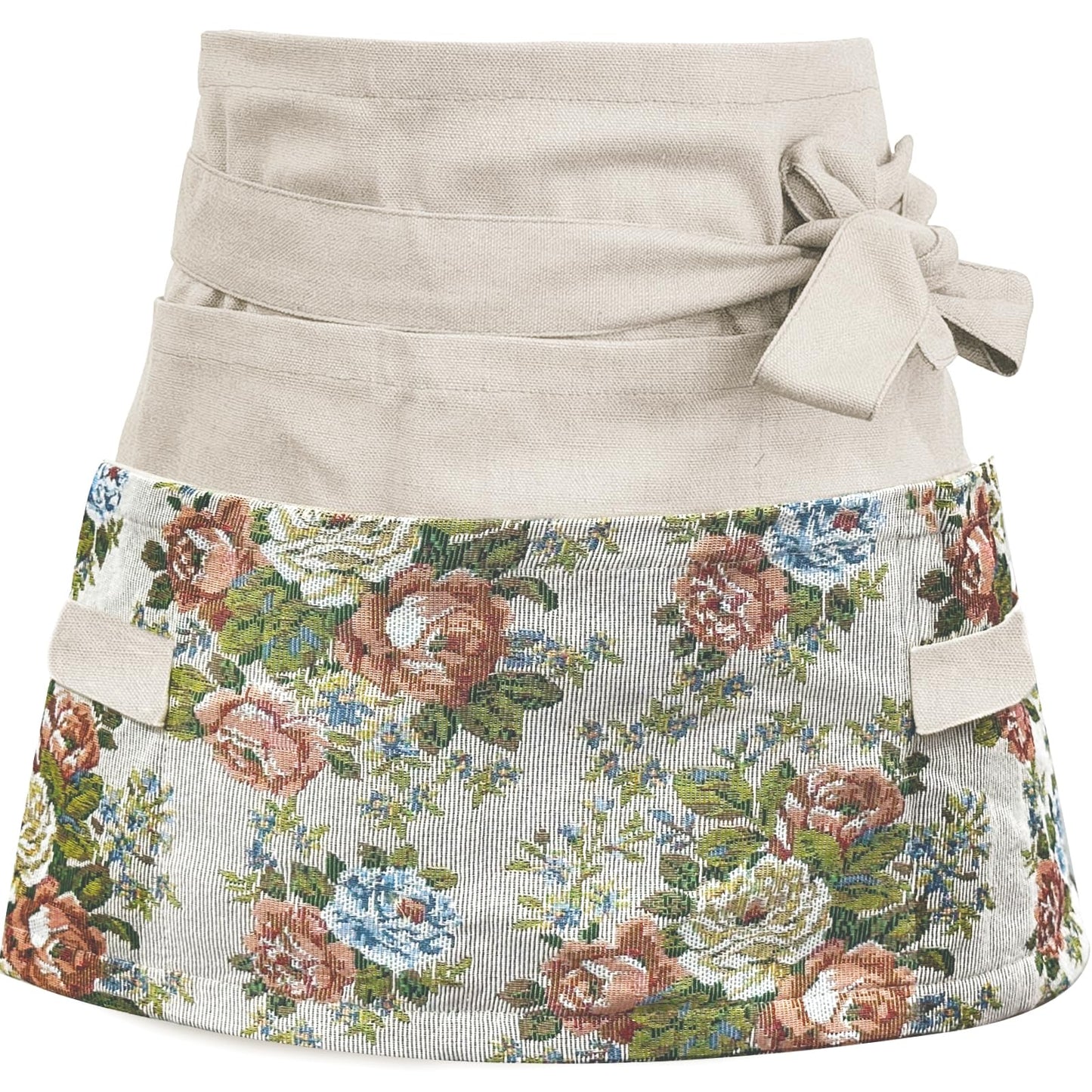 Garden Apron for Woman, Serve Apron Cute, Flora Half Apron with 8 Pockets, Valentines Gift for Mom Wife Girlfriend